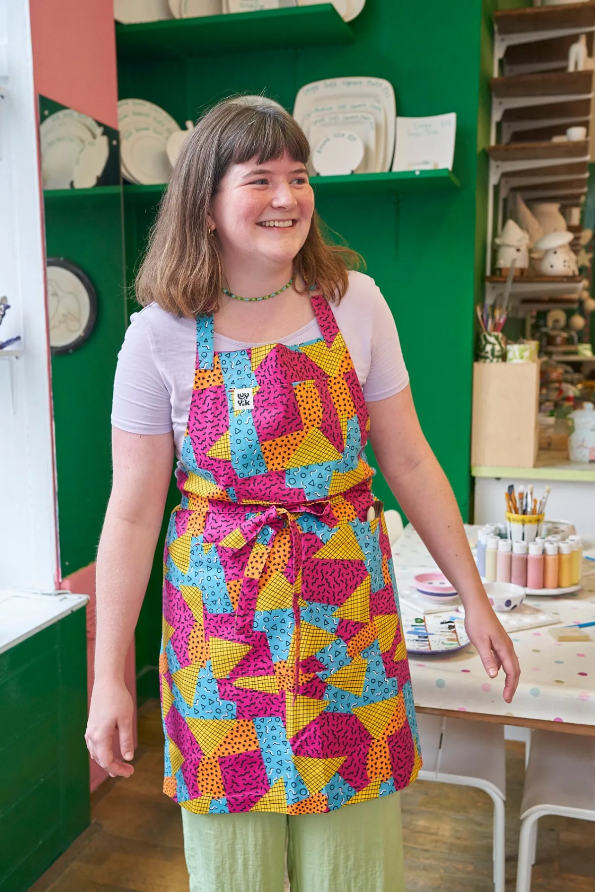 Lucy & Yak Ada - Cotton Apron in Memphis Print