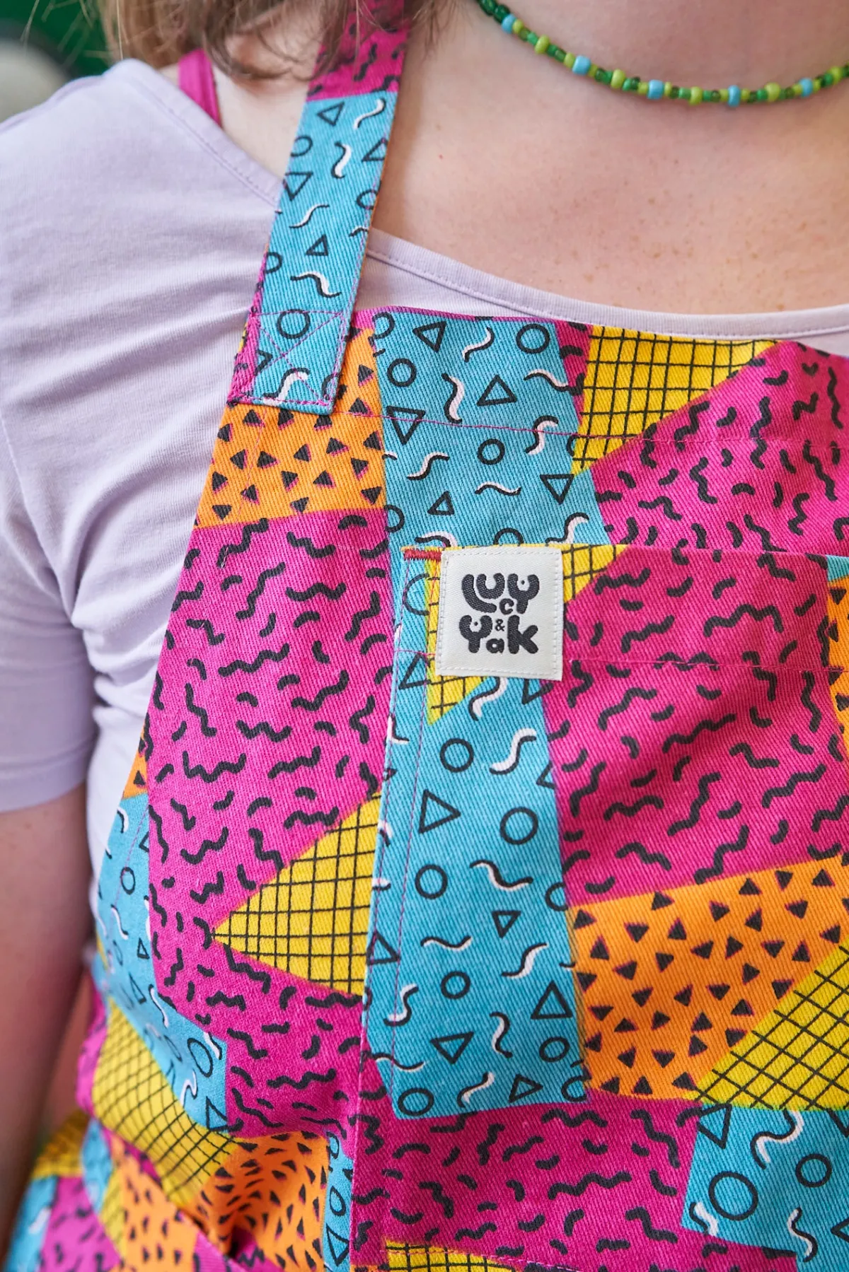 Lucy & Yak Ada - Cotton Apron in Memphis Print