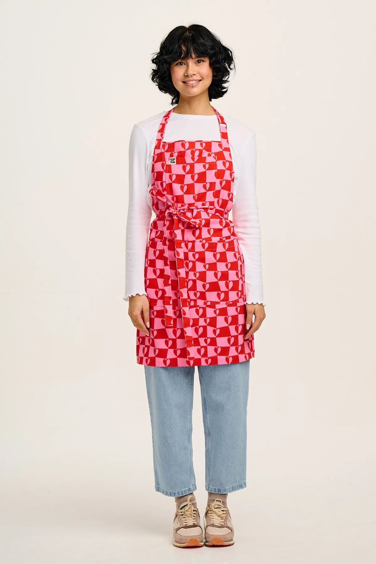 Lucy & Yak Ada - Cotton Apron in Pink Amore Print