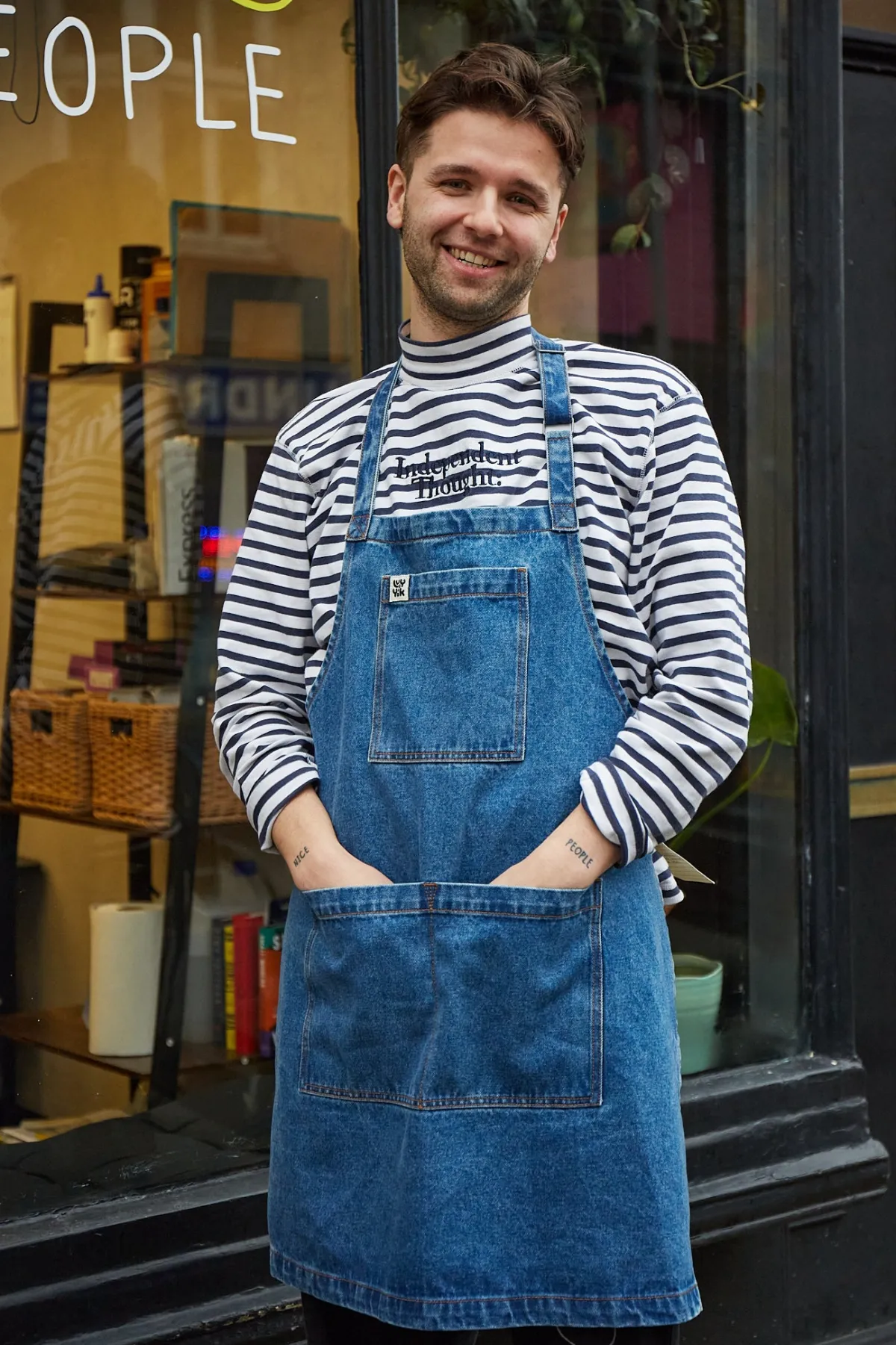 Lucy & Yak Ada - Denim Apron in Mid Wash Blue