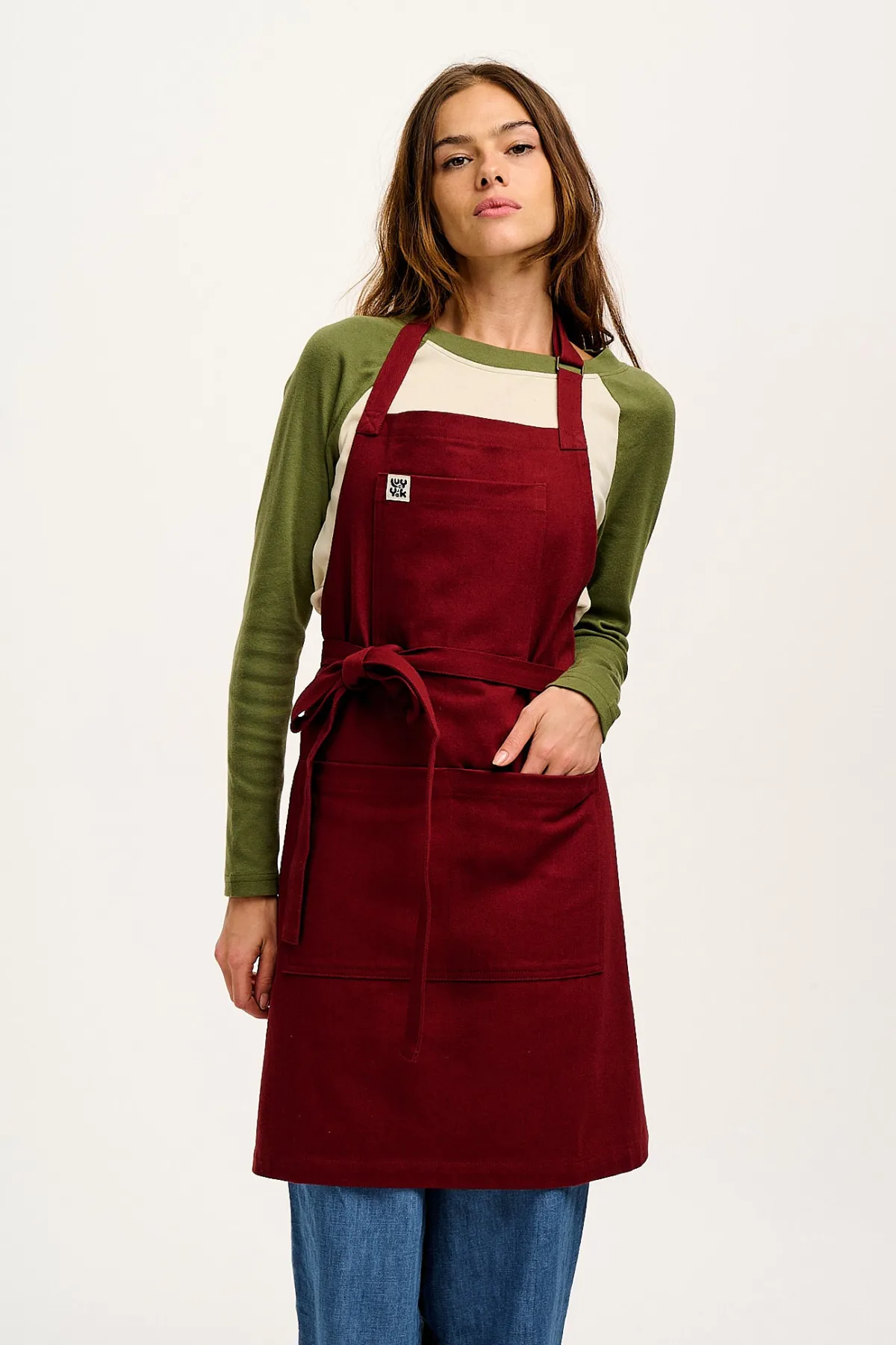 Lucy & Yak Ada - Heavyweight Cotton Apron in Maroon