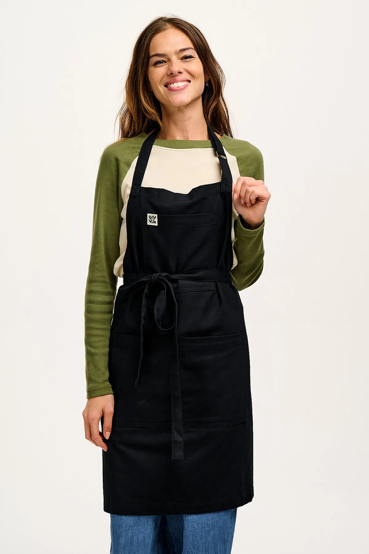 Lucy & Yak Ada - Midweight Cotton Apron in Classic Black