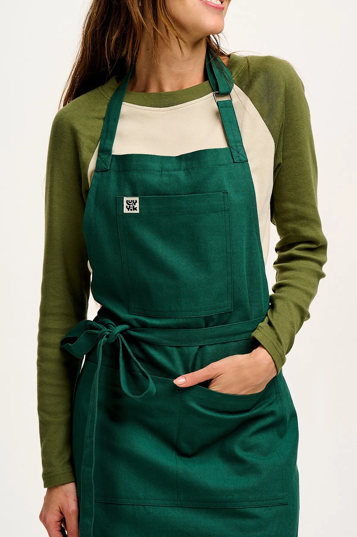 Lucy & Yak Ada - Midweight Cotton Apron in Posy Green