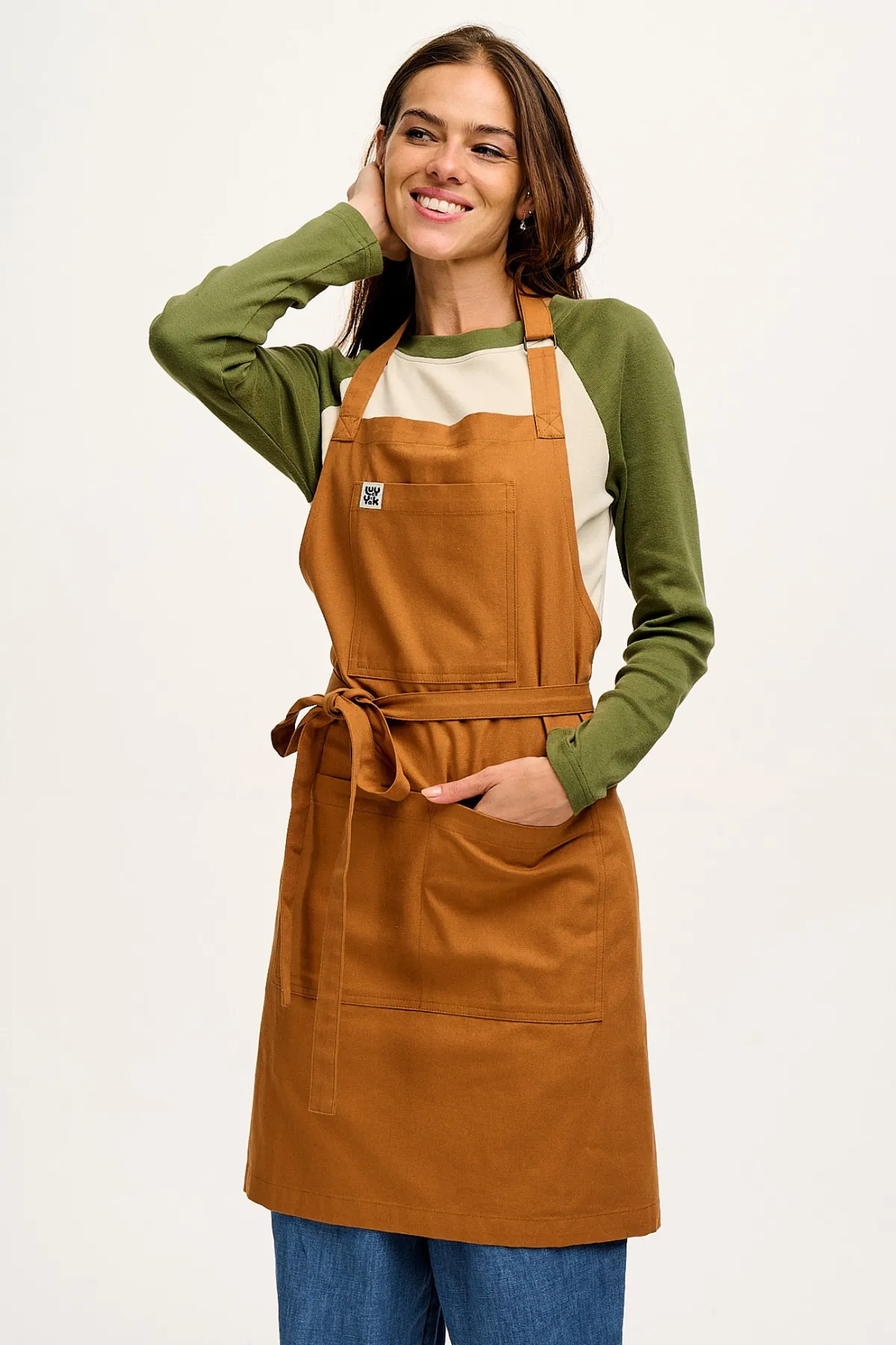 Lucy & Yak Ada - Midweight Cotton Apron in Tan