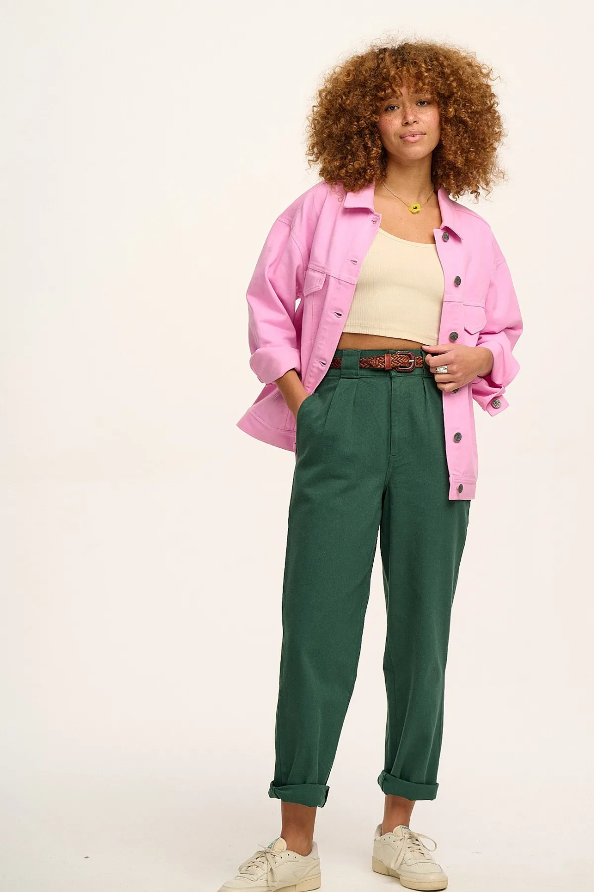 Lucy & Yak Addison - Tapered Twill Trousers in Posy Green