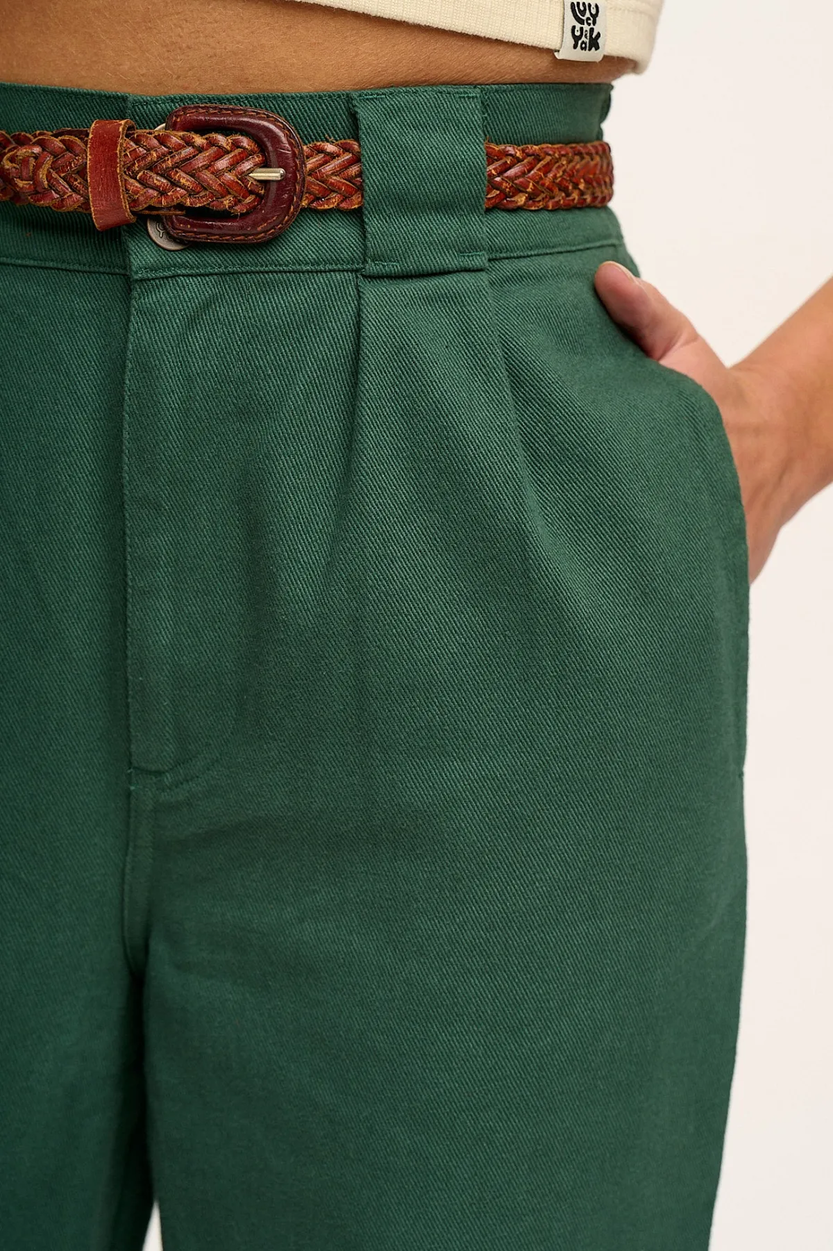 Lucy & Yak Addison - Tapered Twill Trousers in Posy Green