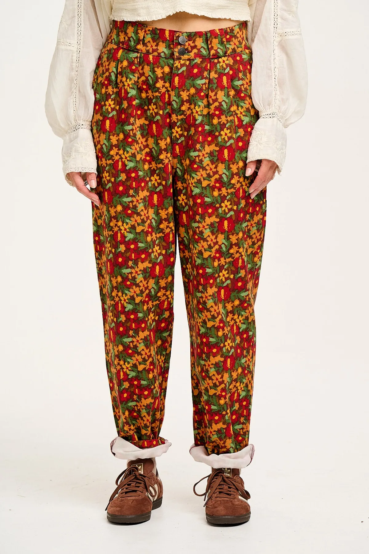 Lucy & Yak Addison - Tapered Twill Trousers in Rodeo Floral Print