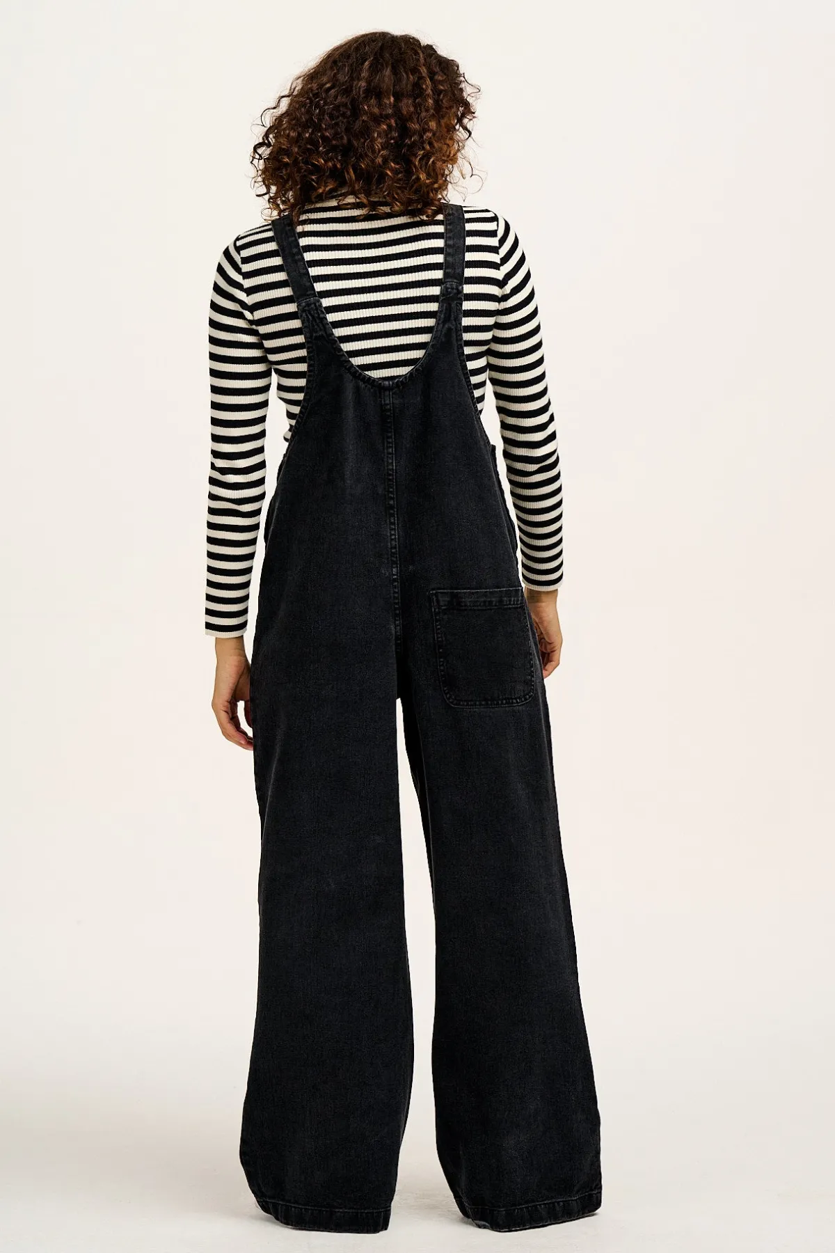 Lucy & Yak Aiden - Roll Neck Knitted Cotton Top in Black & White Stripe
