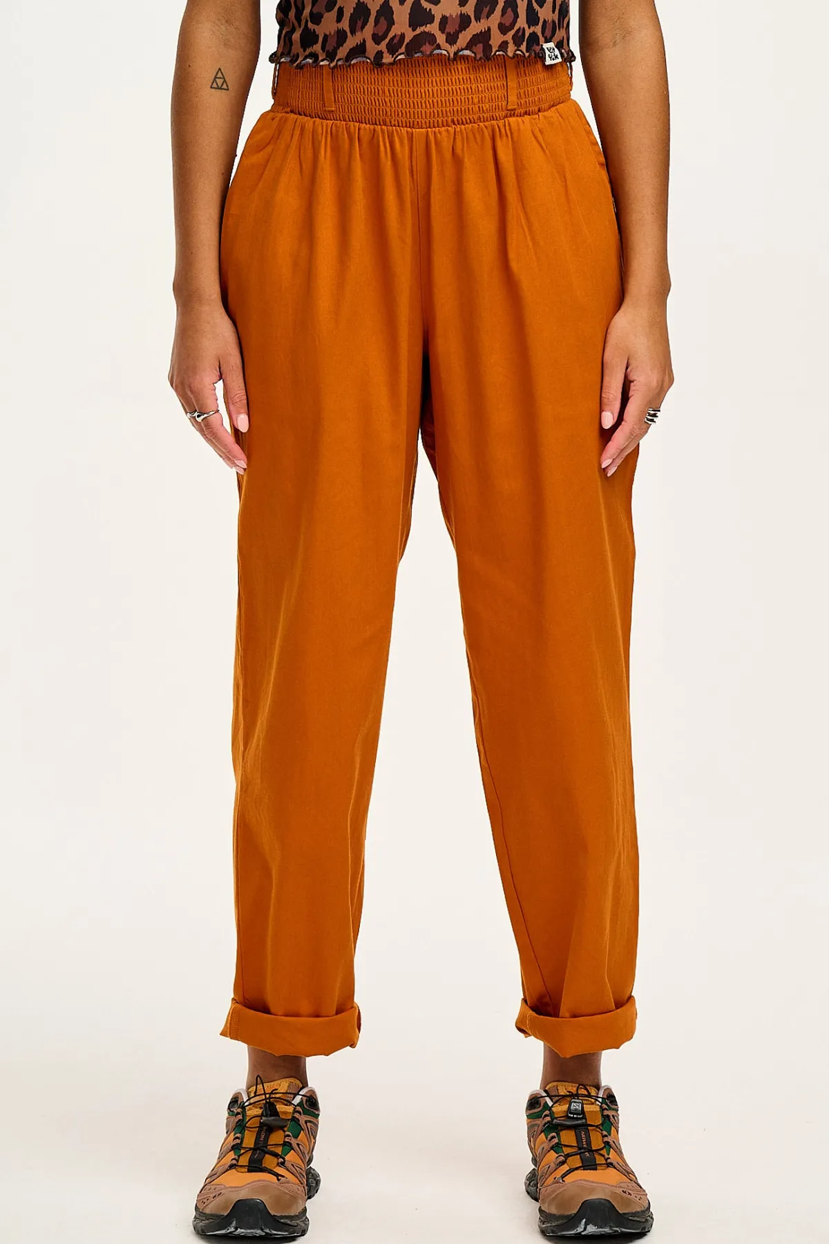 Lucy & Yak Alexa - Cotton Trousers in Hawaiian Sunset Orange