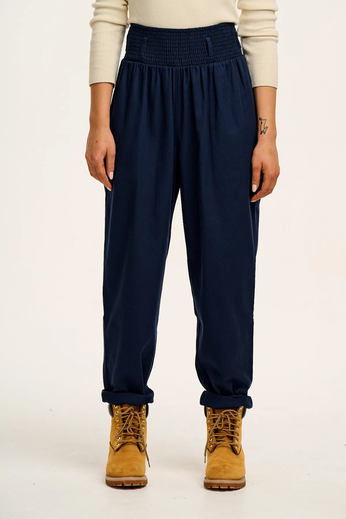 Lucy & Yak Alexa - Cotton Trousers in Varsity Blue