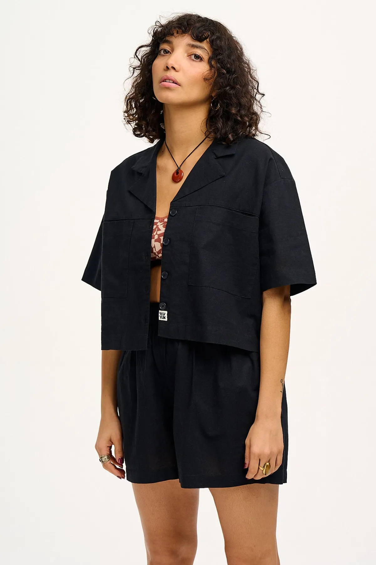 Lucy & Yak Alfie - Cotton & Linen Shirt in Black