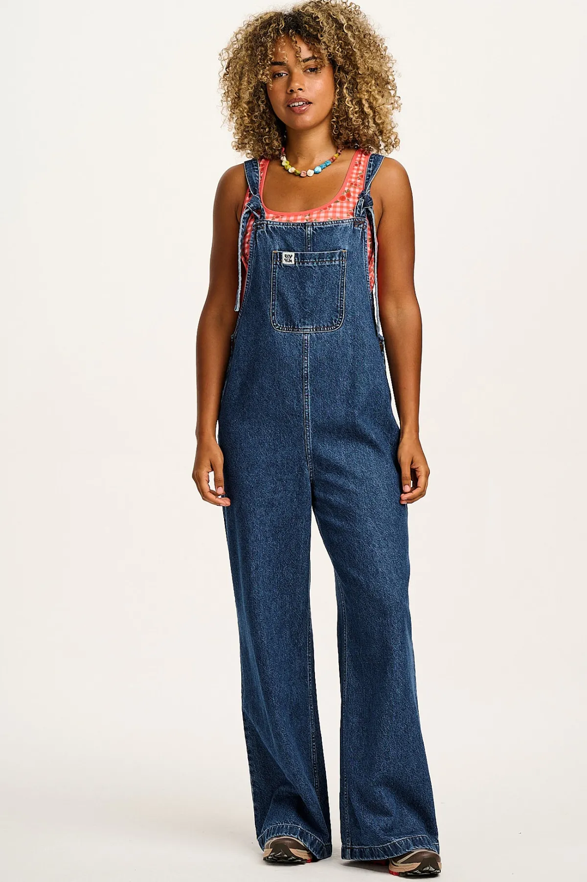 Lucy & Yak Ali - Slouchy Denim Dungarees in Mid Wash Blue