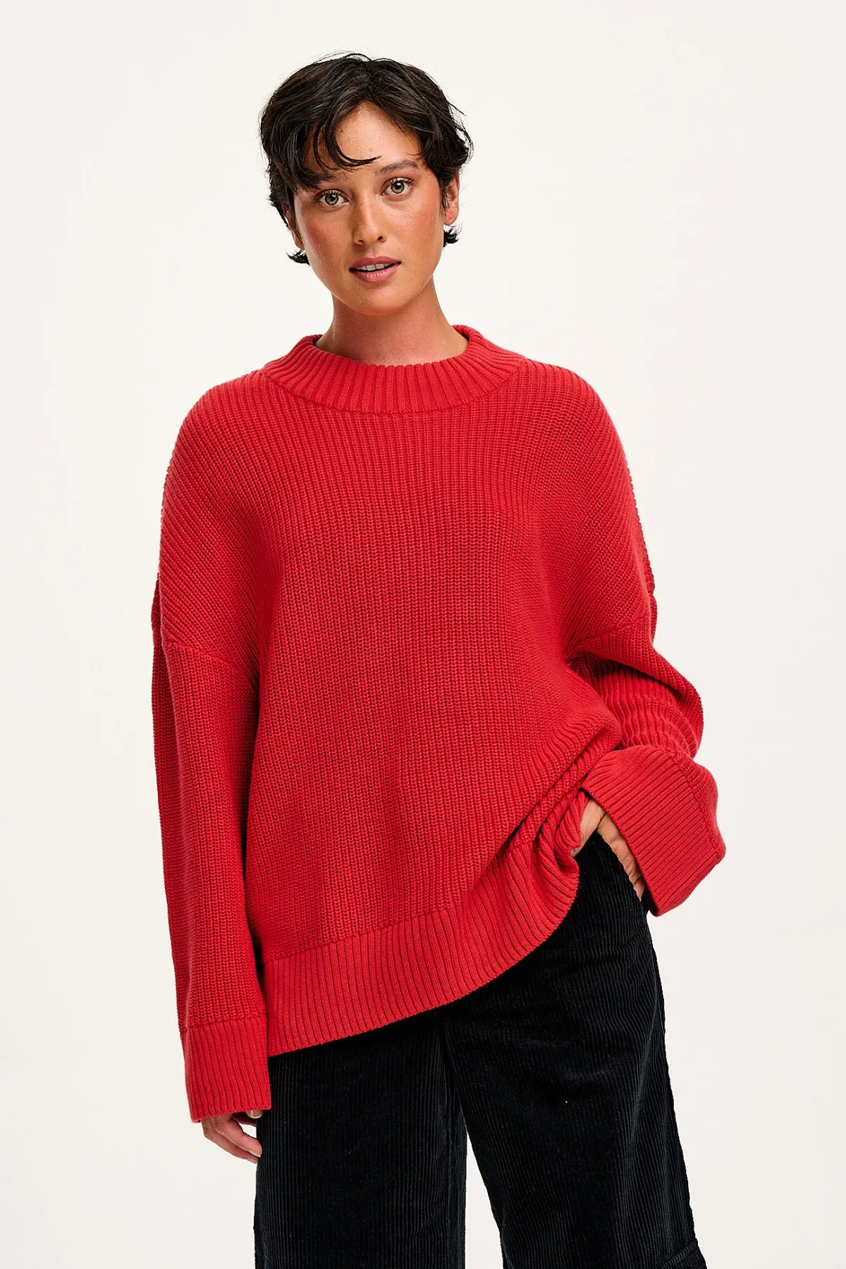 Lucy & Yak Amari - Oversized Knitted Jumper in Red