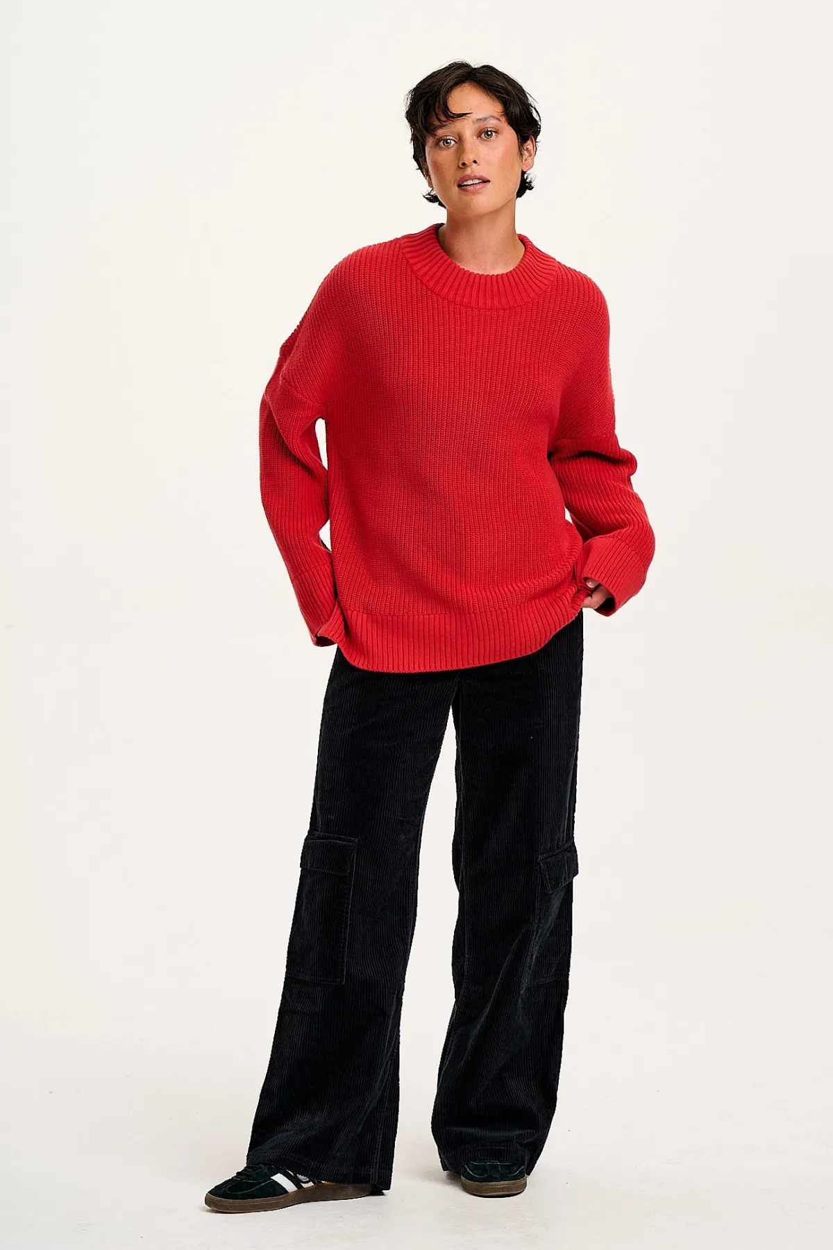 Lucy & Yak Amari - Oversized Knitted Jumper in Red