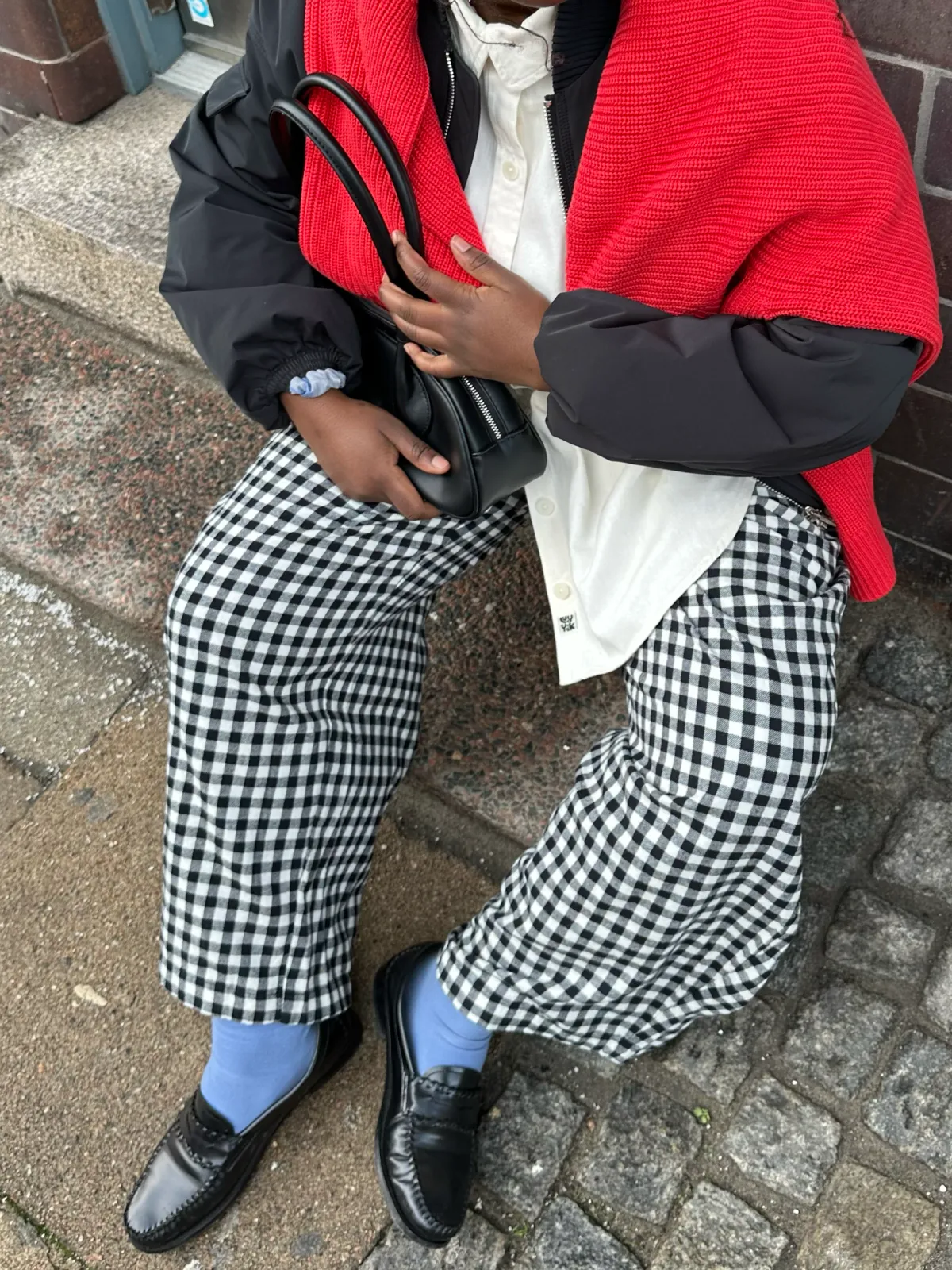 Lucy & Yak Beau - Balloon Brushed Cotton Trousers in Black & White Mono Gingham Print