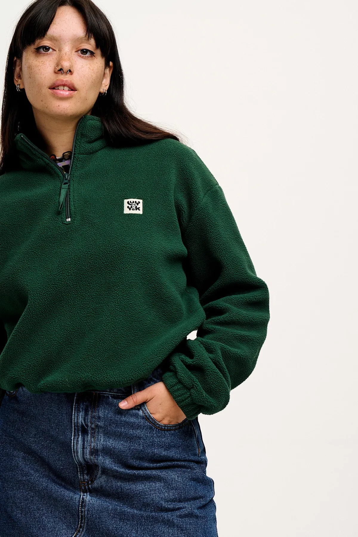 Lucy & Yak Blake - Cropped Polar Fleece in Posy Green