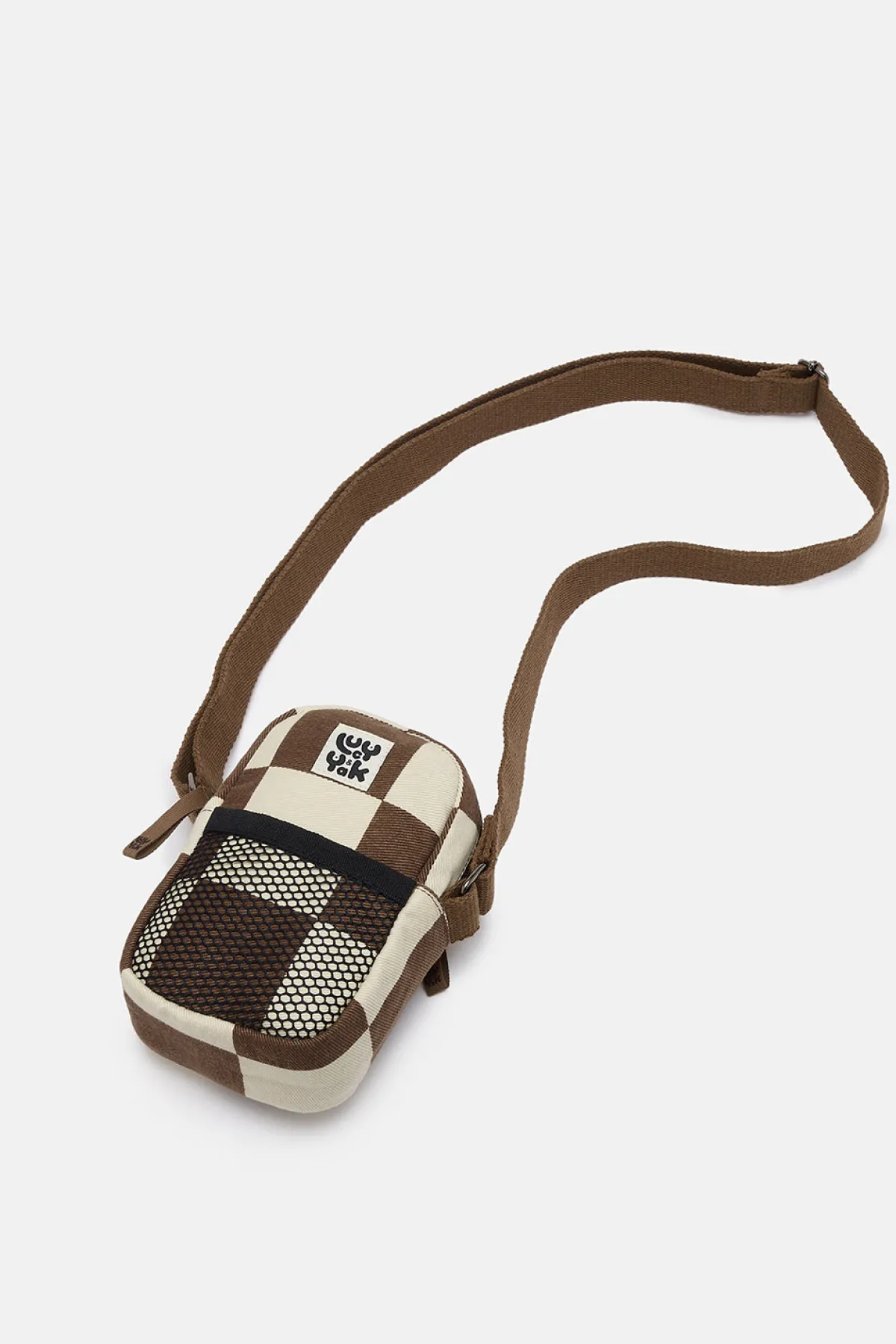Lucy & Yak Brady - Crossbody Cotton Twill Bag in Cookies & Cream Checkerboard Print