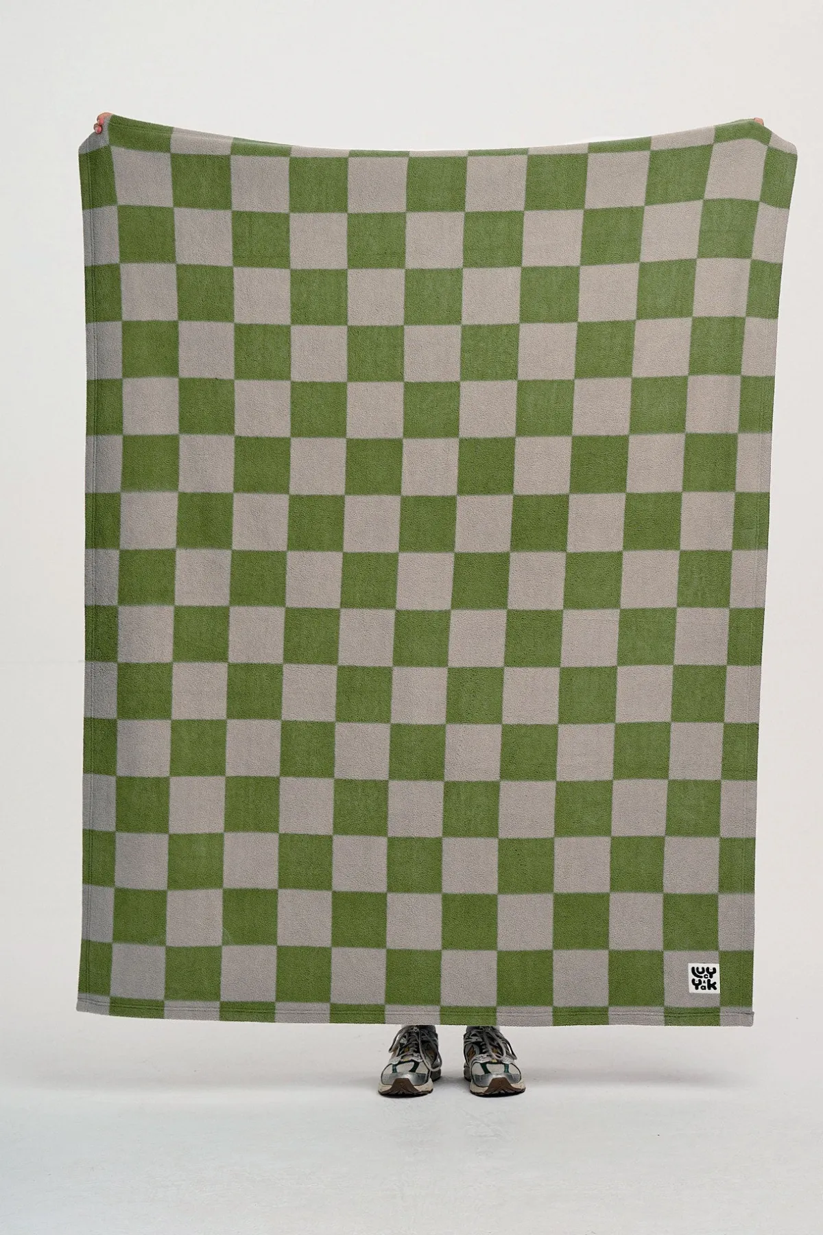 Lucy & Yak Braor - Polar Fleece Blanket in Green Checkerboard Print