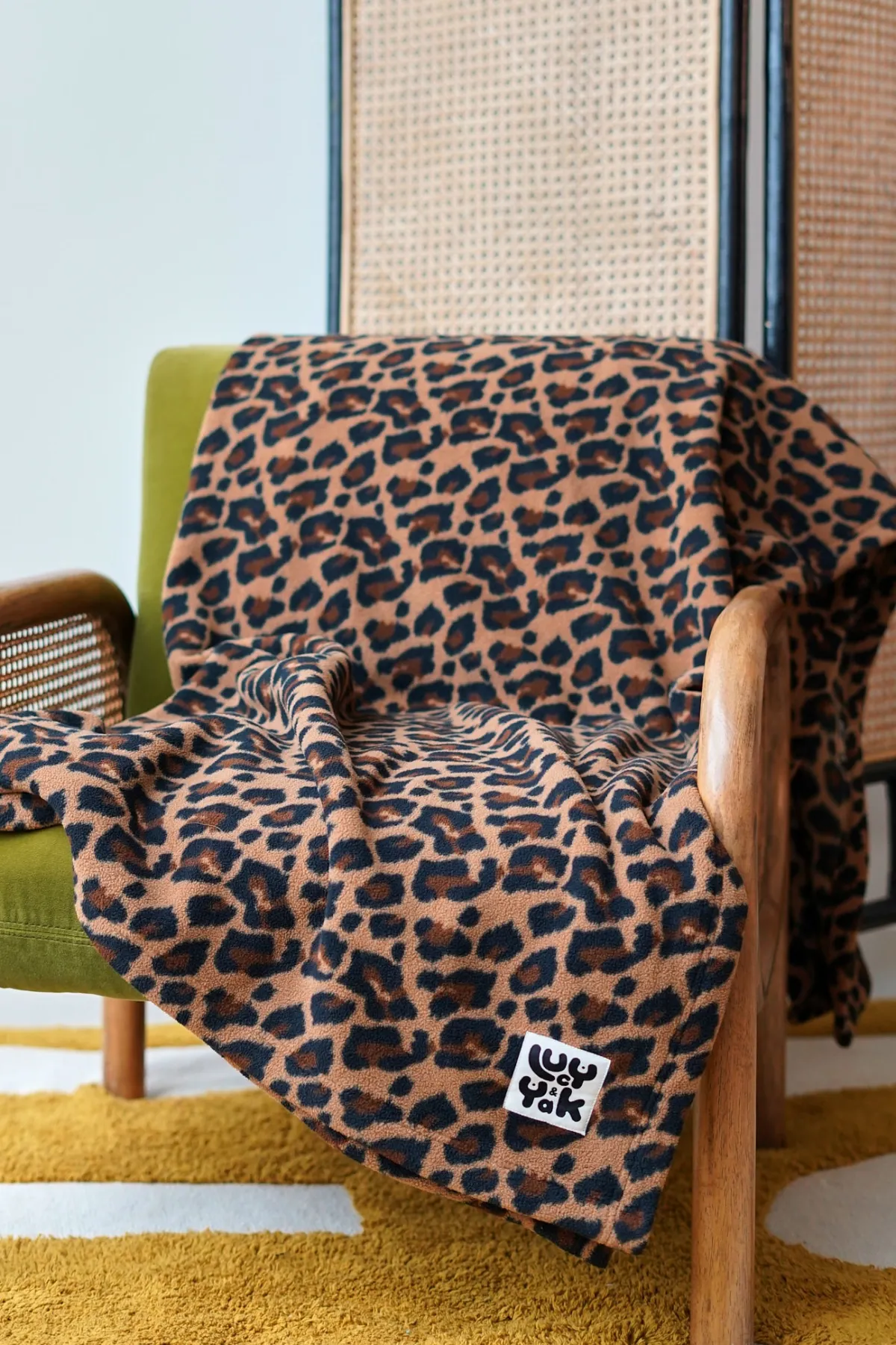 Lucy & Yak Braor - Polar Fleece Blanket in Leopard Print