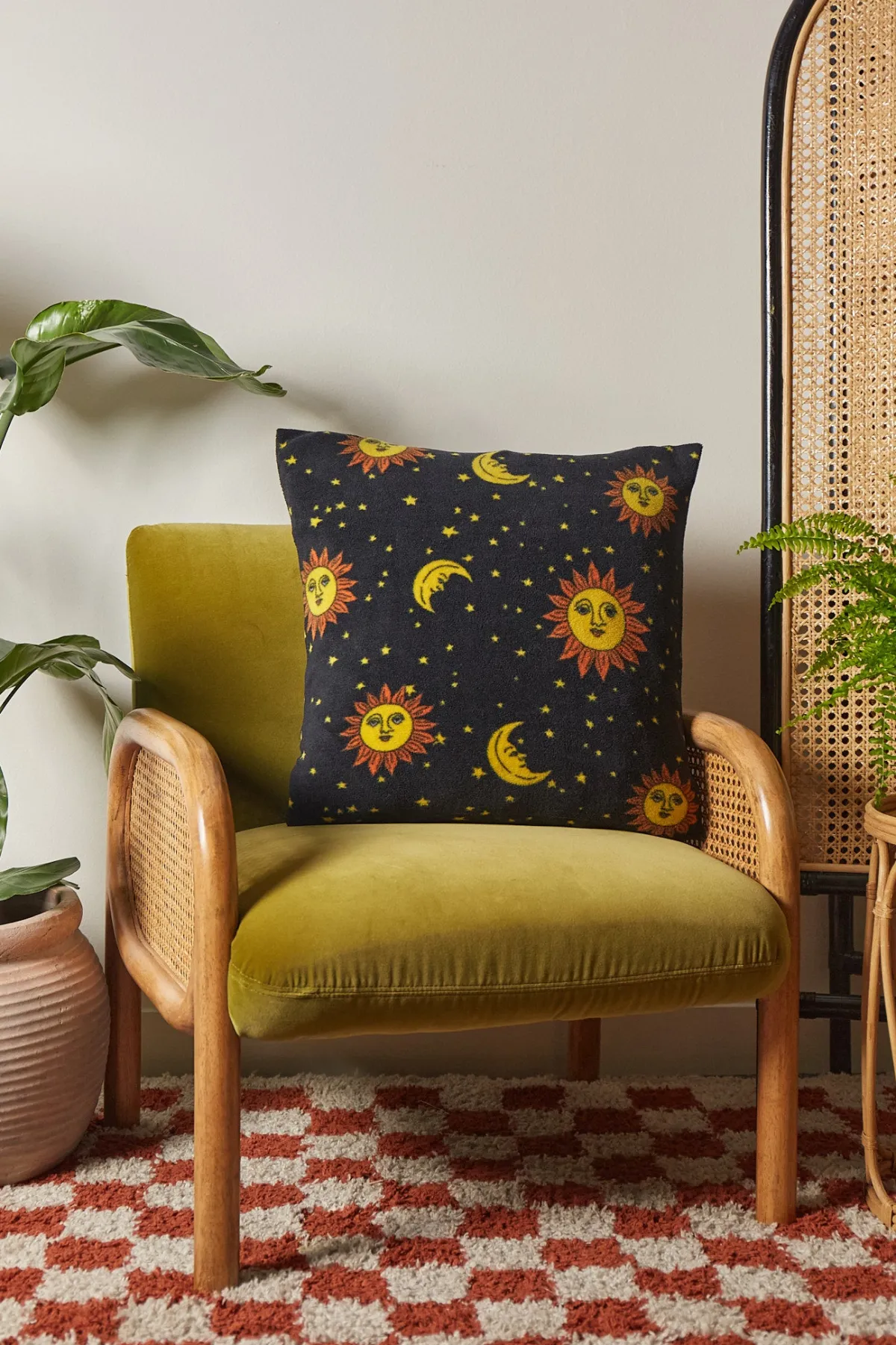 Lucy & Yak Bruna - Polar Fleece Cushion Cover in Black Orion Print