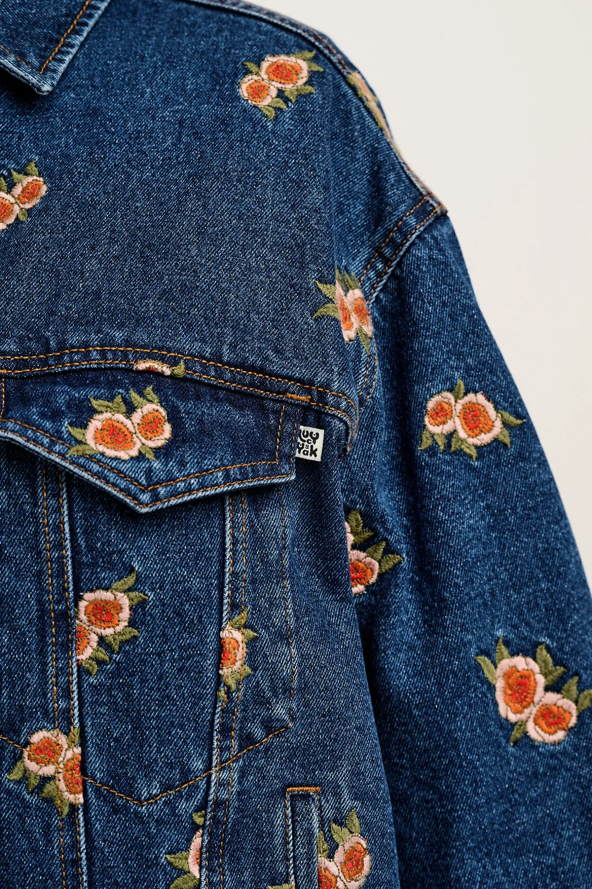 Lucy & Yak Callaway - Denim Jacket with Rose Embroidery