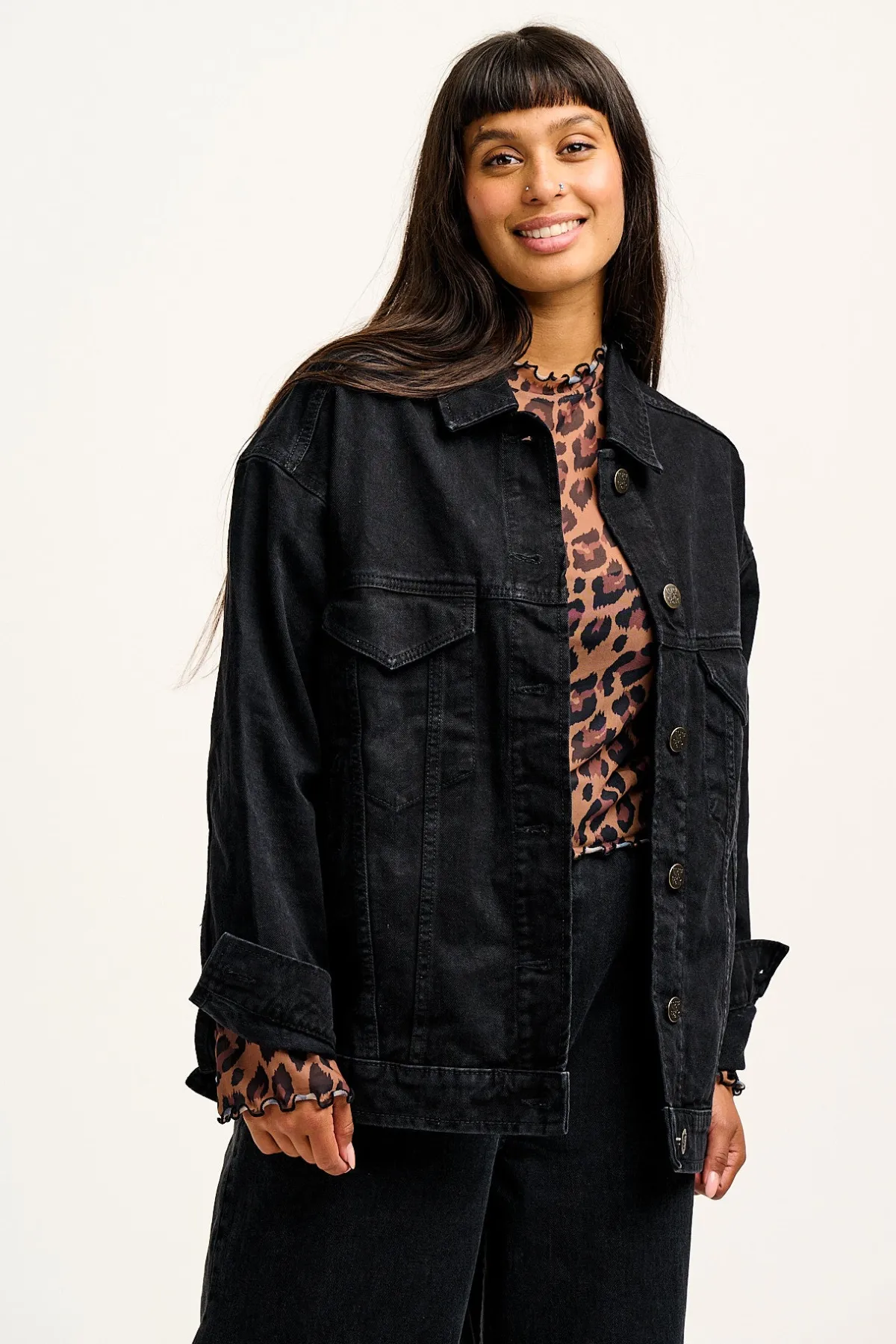 Lucy & Yak Callaway - Trucker Cotton Jacket in Washed Black Denim