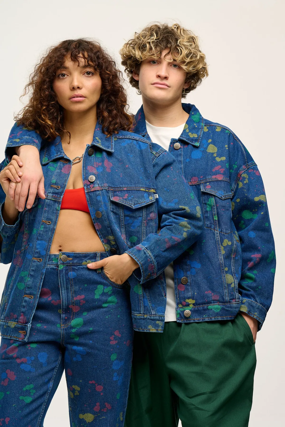 Lucy & Yak Callaway - Trucker Denim Jacket in Art Attack Print