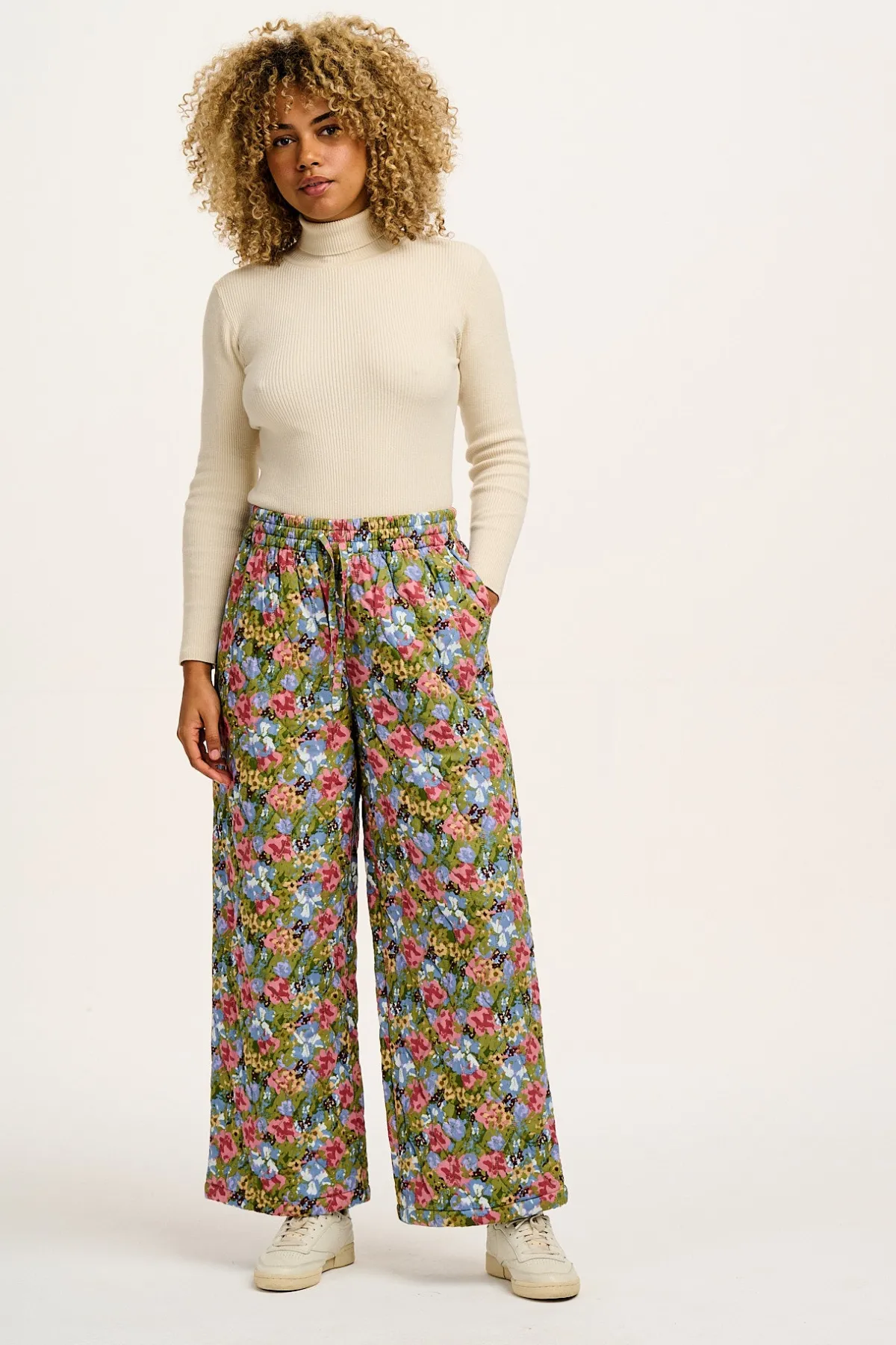 Lucy & Yak Chester - Quilted Cotton Trousers in Elsinore Floral Print