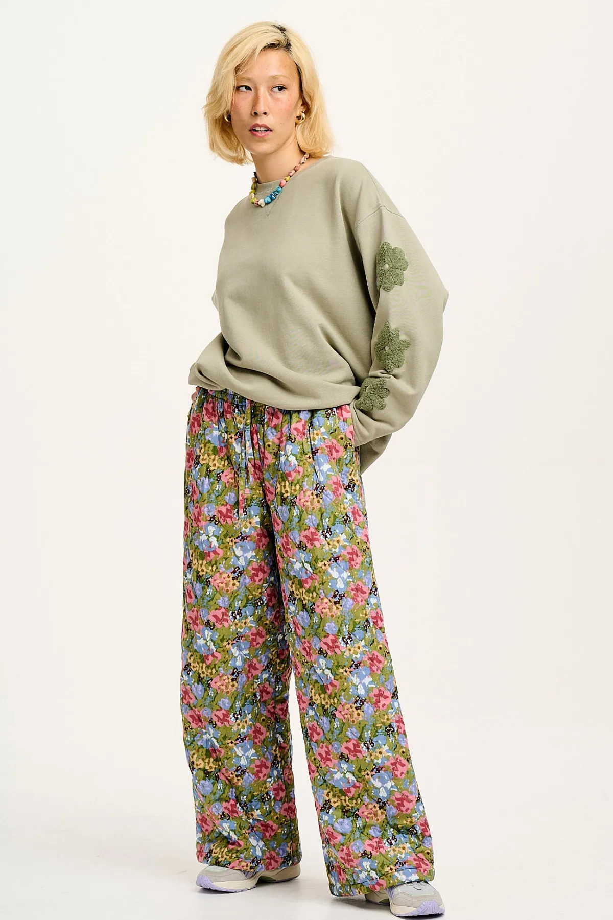 Lucy & Yak Chester - Quilted Cotton Trousers in Elsinore Floral Print