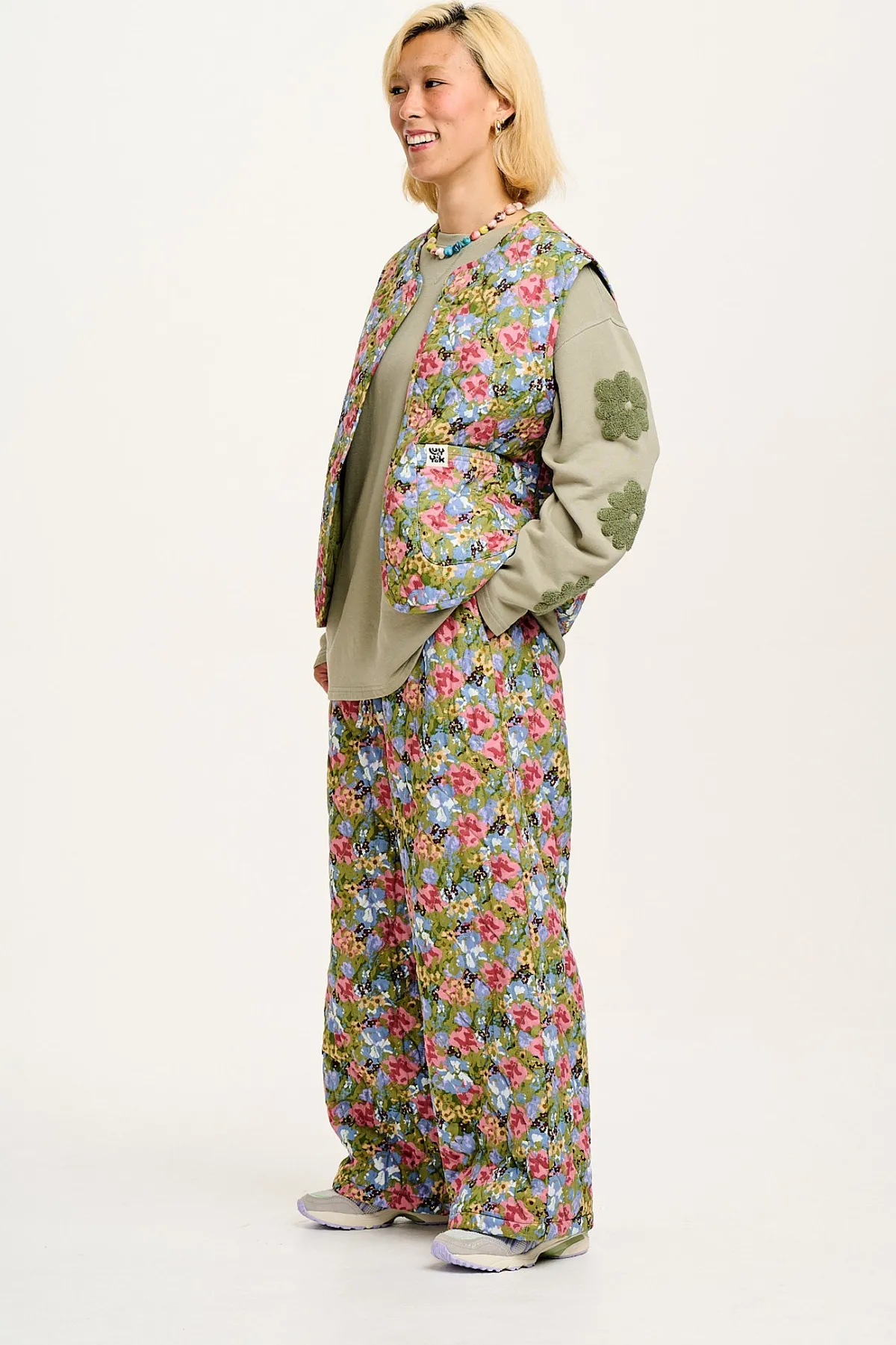 Lucy & Yak Chester - Quilted Cotton Trousers in Elsinore Floral Print
