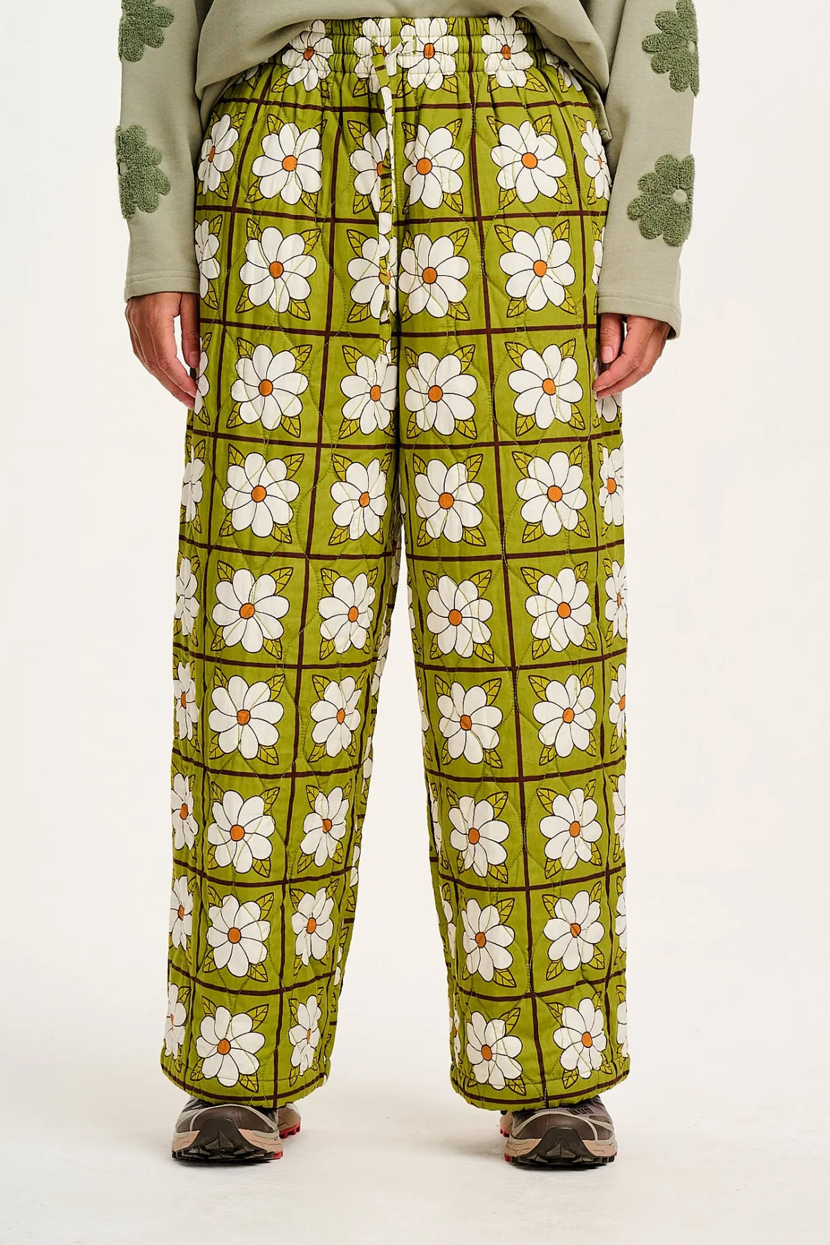 Lucy & Yak Chester - Quilted Cotton Trousers in Romneya Floral Print