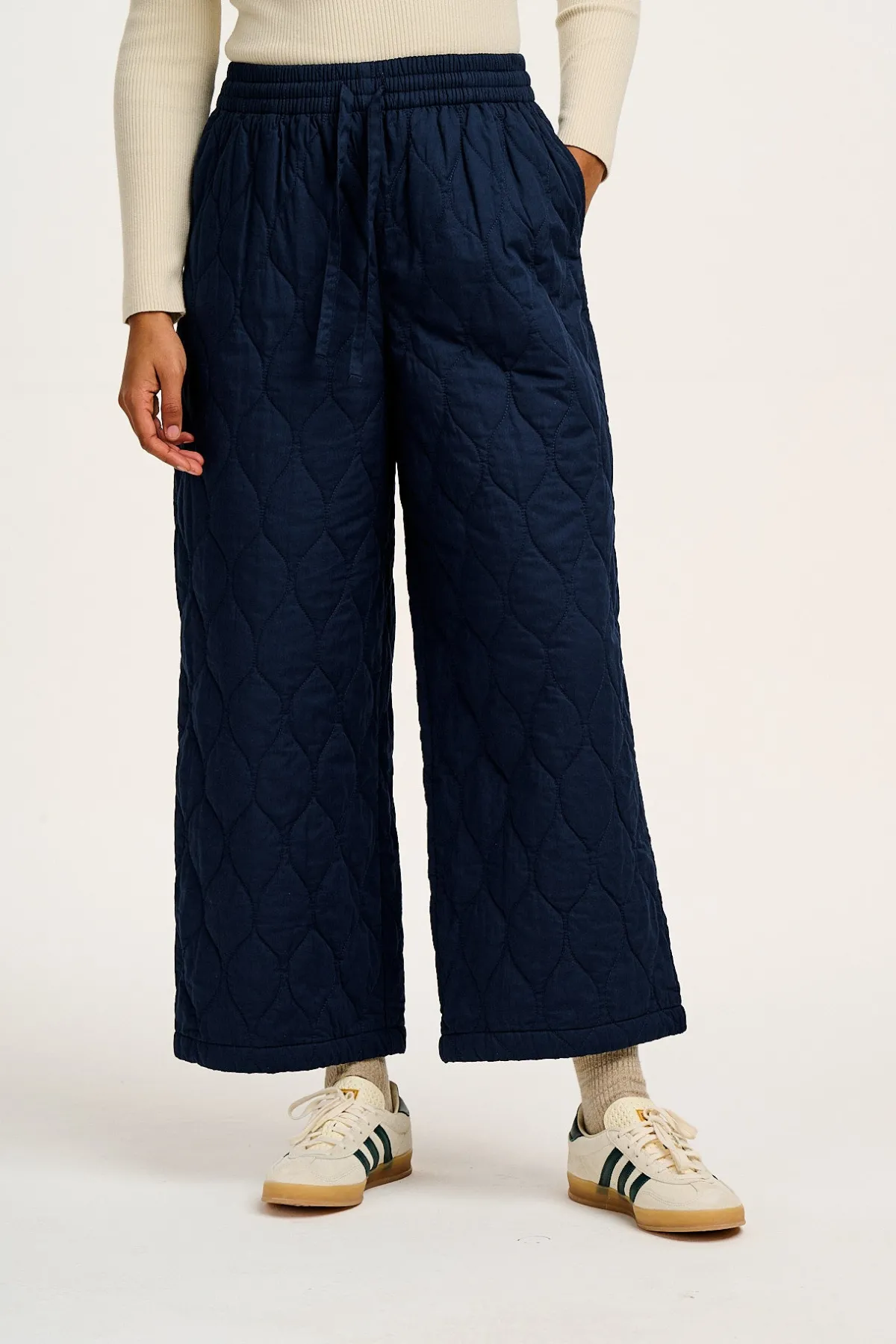 Lucy & Yak Chester - Quilted Cotton Trousers in Varsity Blue