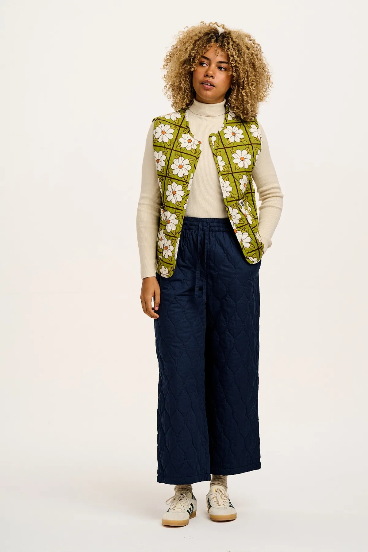 Lucy & Yak Chester - Quilted Cotton Trousers in Varsity Blue