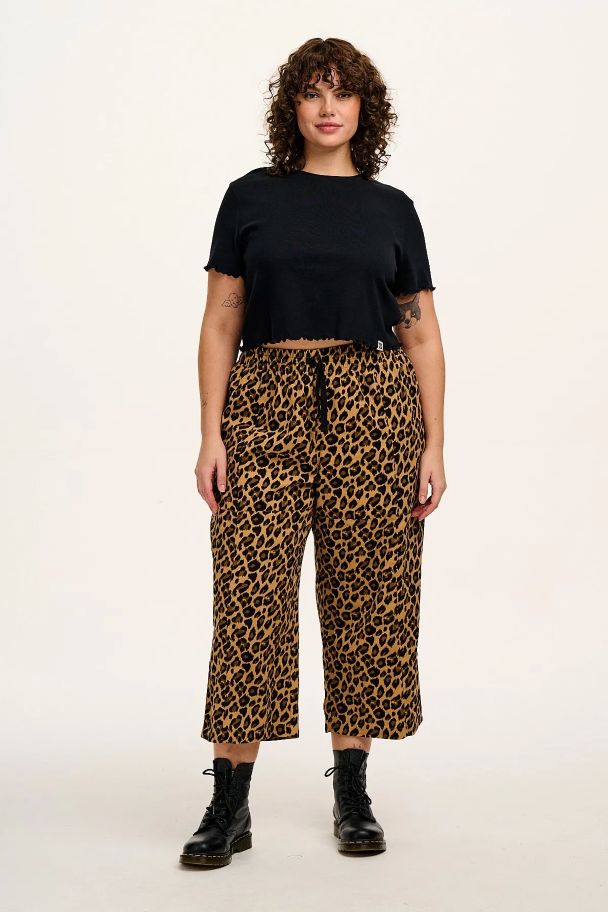 Lucy & Yak Chuck - Wide Leg Cotton Trousers in Leopard Print