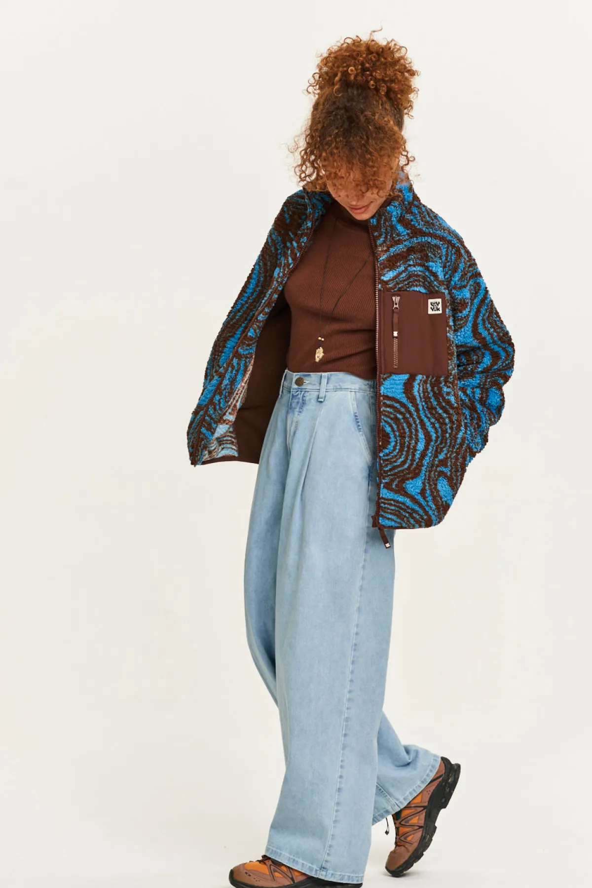 Lucy & Yak Cole - Baggy Wide Leg Denim Jeans in Light Wash Blue
