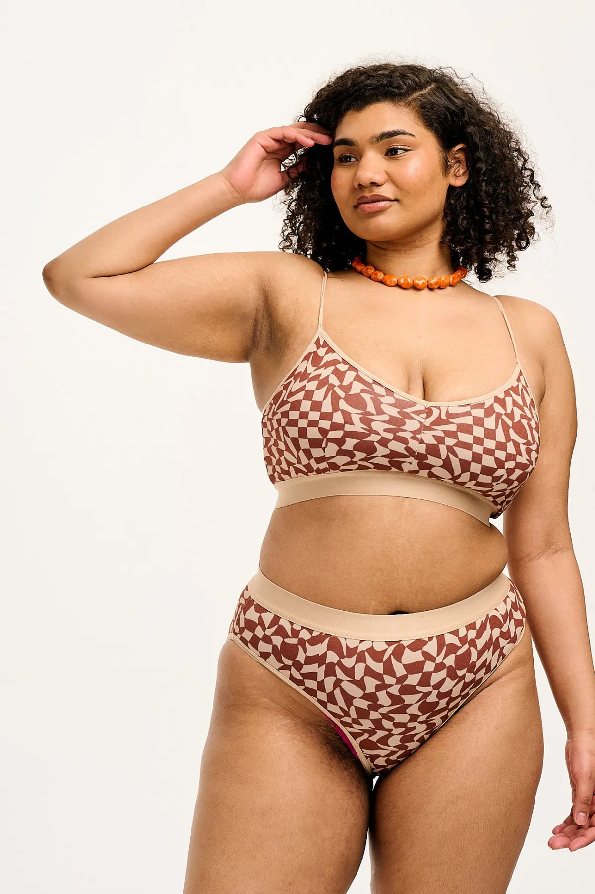 Lucy & Yak Cora - Cotton & Bamboo Bikini Pant in Amara Grid Print