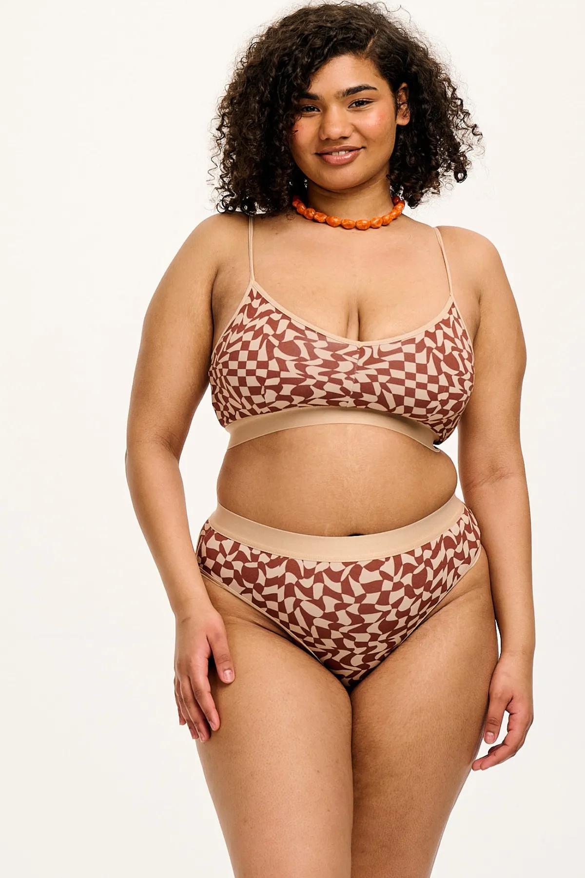 Lucy & Yak Cora - Cotton & Bamboo Bikini Pant in Amara Grid Print