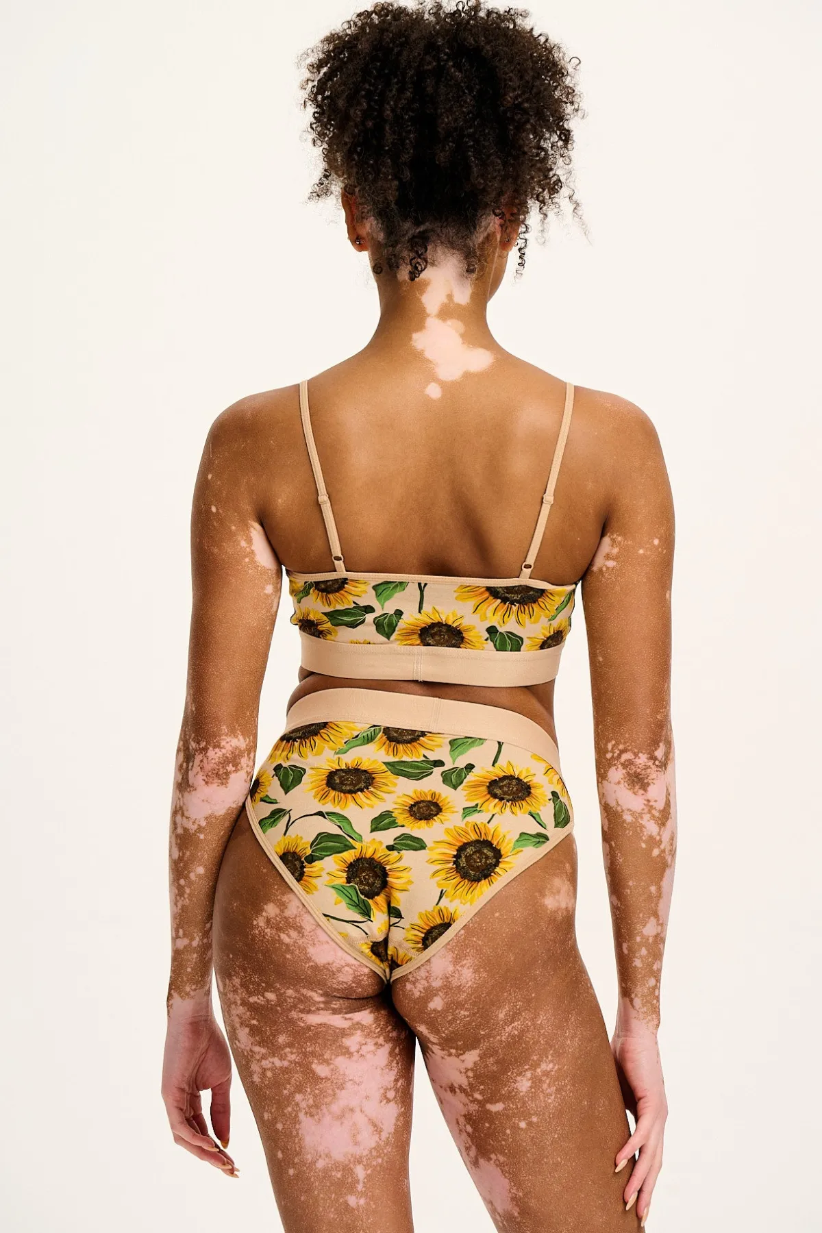 Lucy & Yak Cora - Cotton & Bamboo Bikini Pant in Cream Sunflower Print