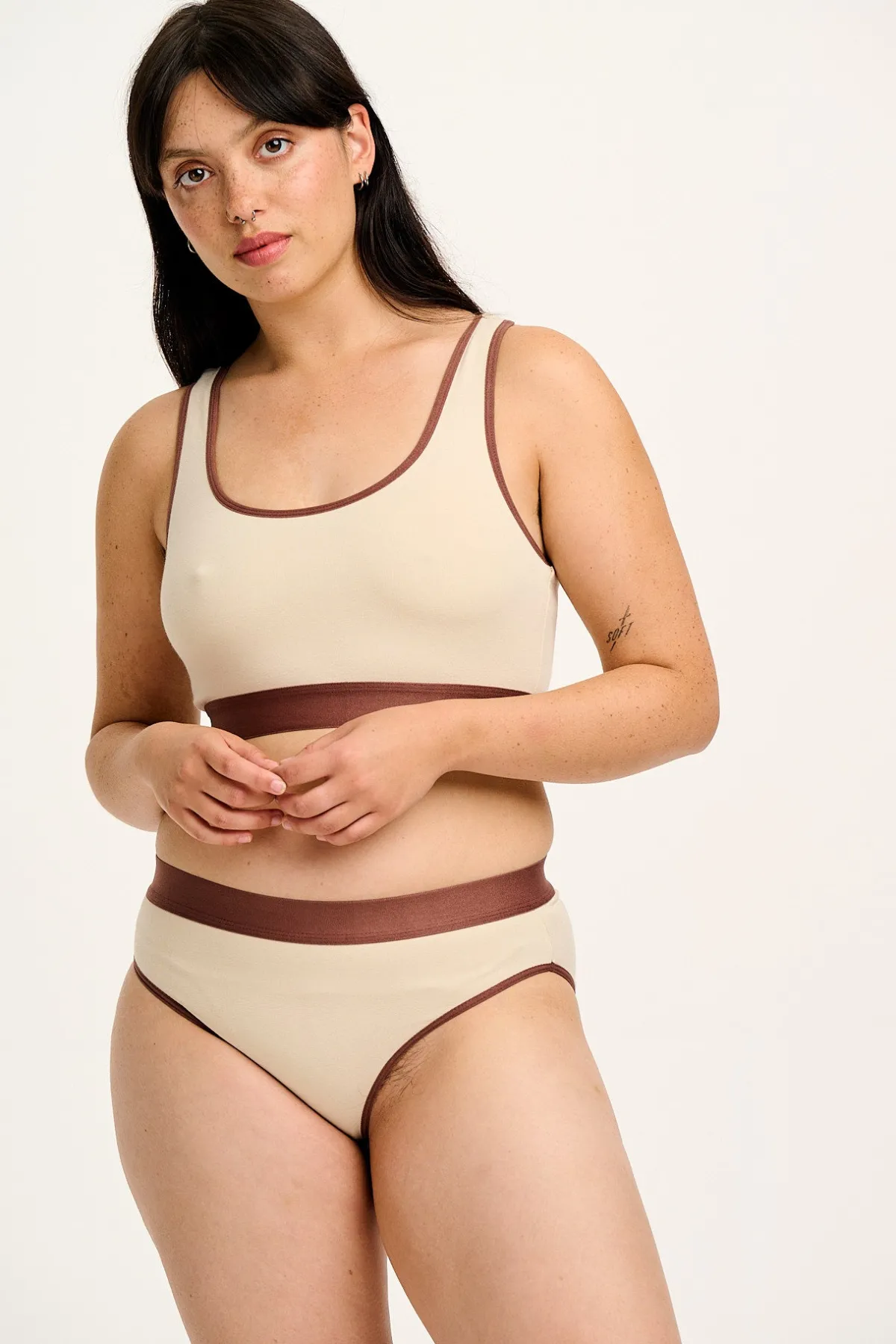 Lucy & Yak Cora - Cotton & Bamboo Bikini Pant in Ecru