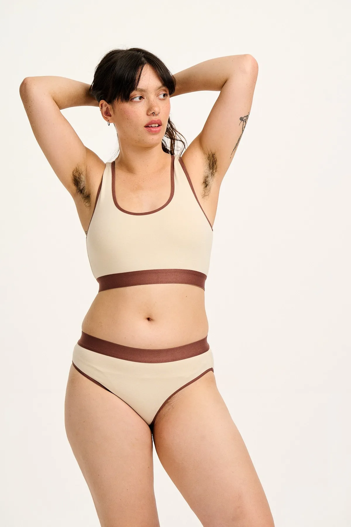 Lucy & Yak Cora - Cotton & Bamboo Bikini Pant in Ecru