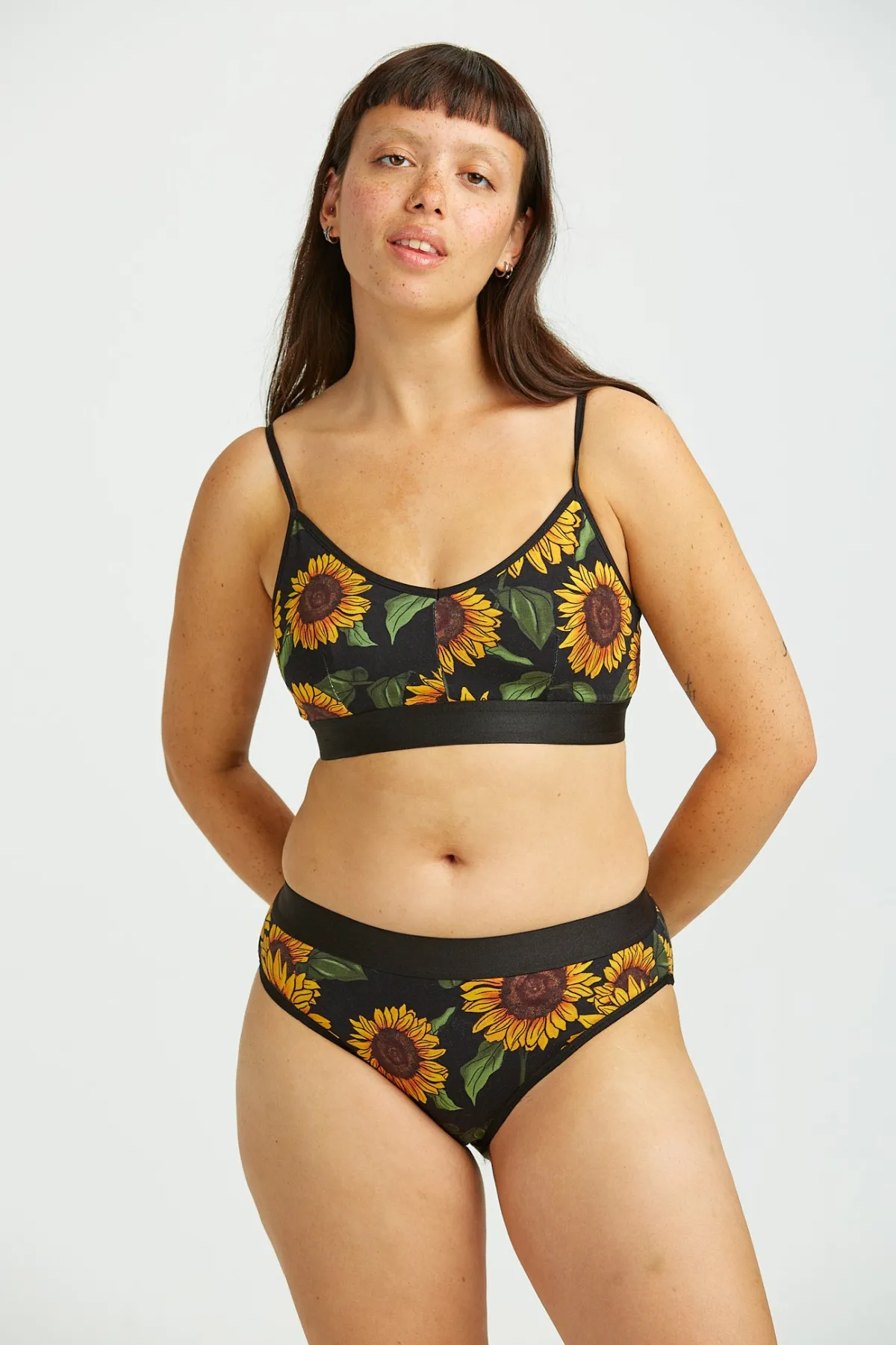 Lucy & Yak Cora - Cotton & Bamboo Bikini Pant in Sunflower Print