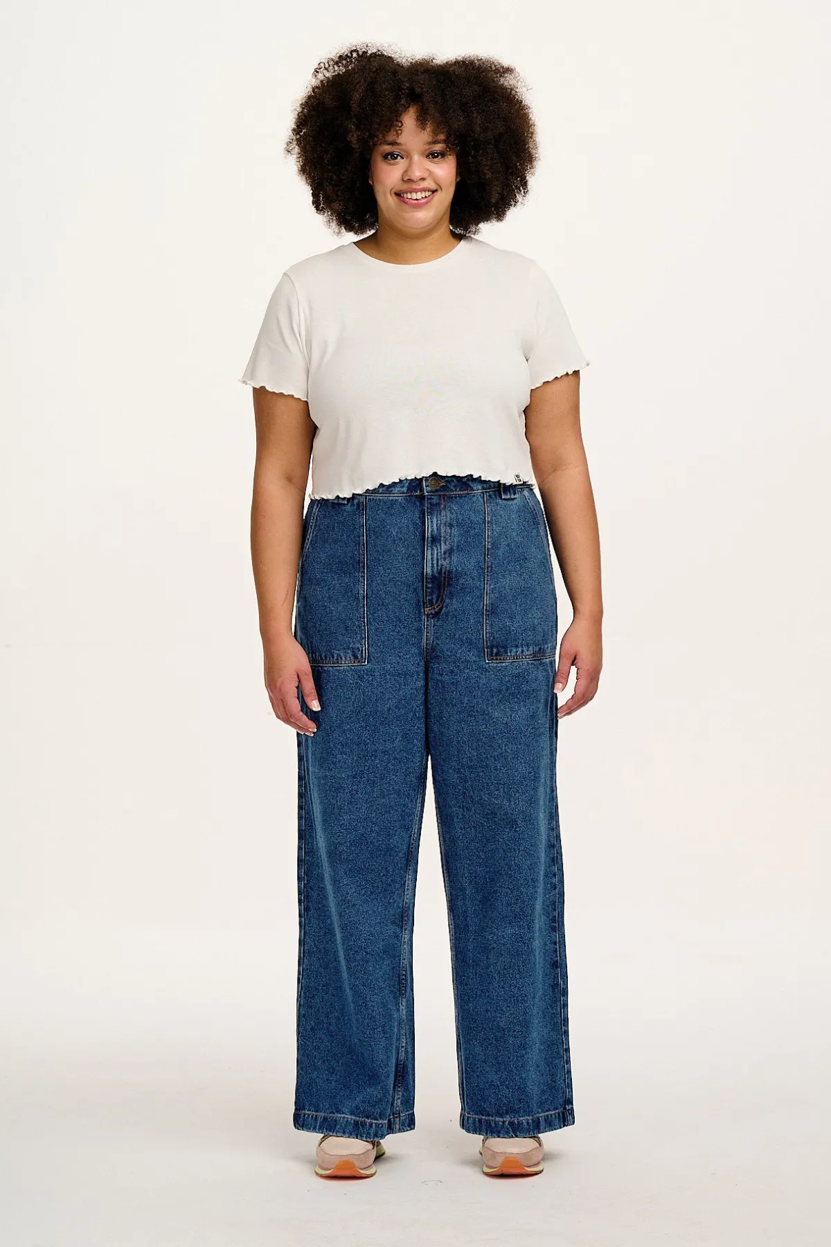 Lucy & Yak Delores - Wide Leg Denim Jeans in Mid Wash Blue