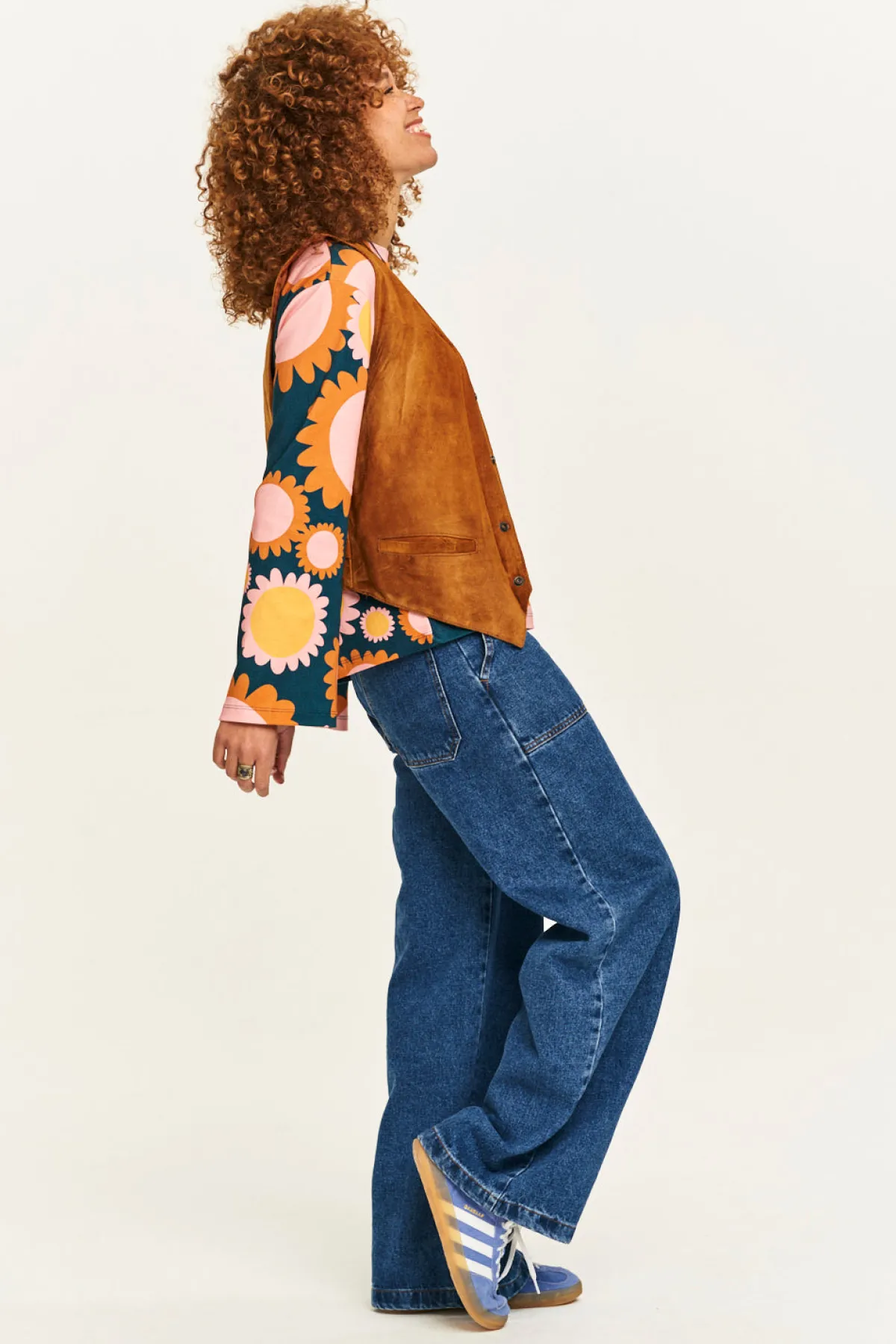 Lucy & Yak Delores - Wide Leg Denim Jeans in Mid Wash Blue