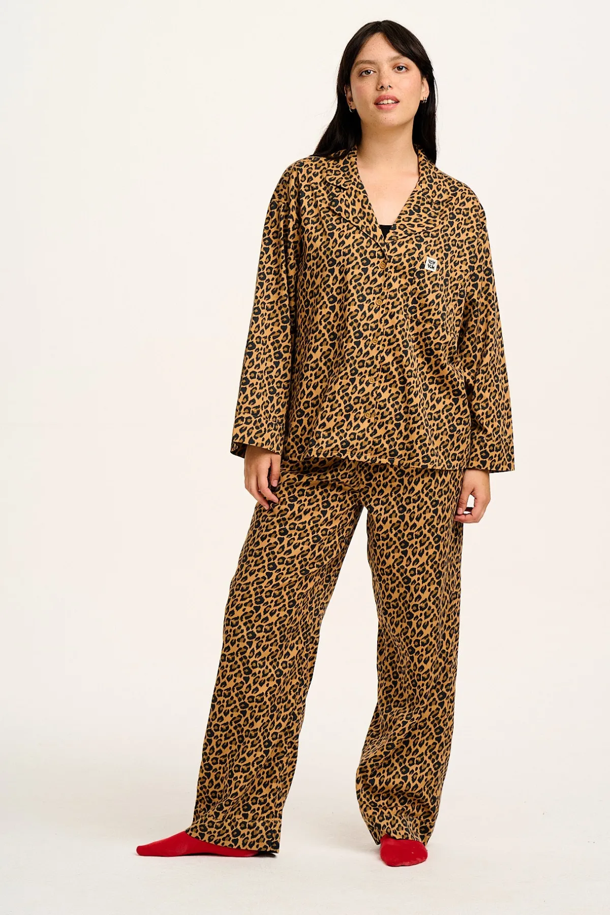 Lucy & Yak Dreamer - Soft Cotton Pyjama Set in Leopard Print