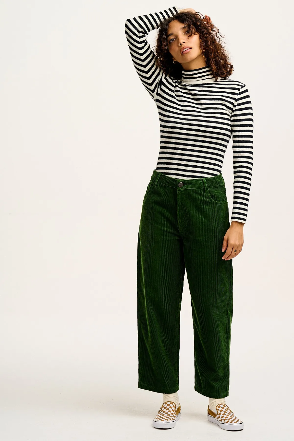 Lucy & Yak Drew - Straight Leg Corduroy Trousers in Highland Green