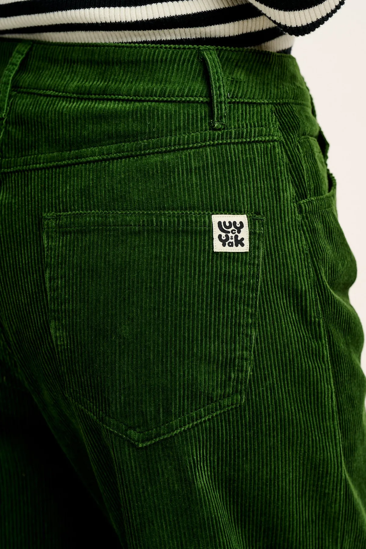 Lucy & Yak Drew - Straight Leg Corduroy Trousers in Highland Green