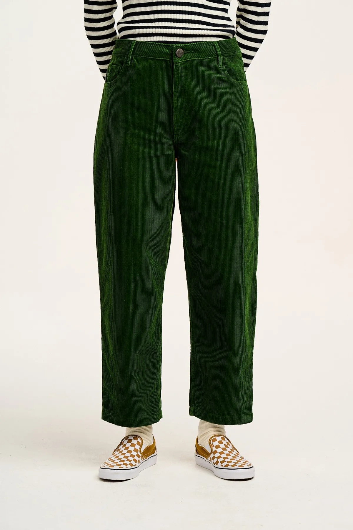 Lucy & Yak Drew - Straight Leg Corduroy Trousers in Highland Green
