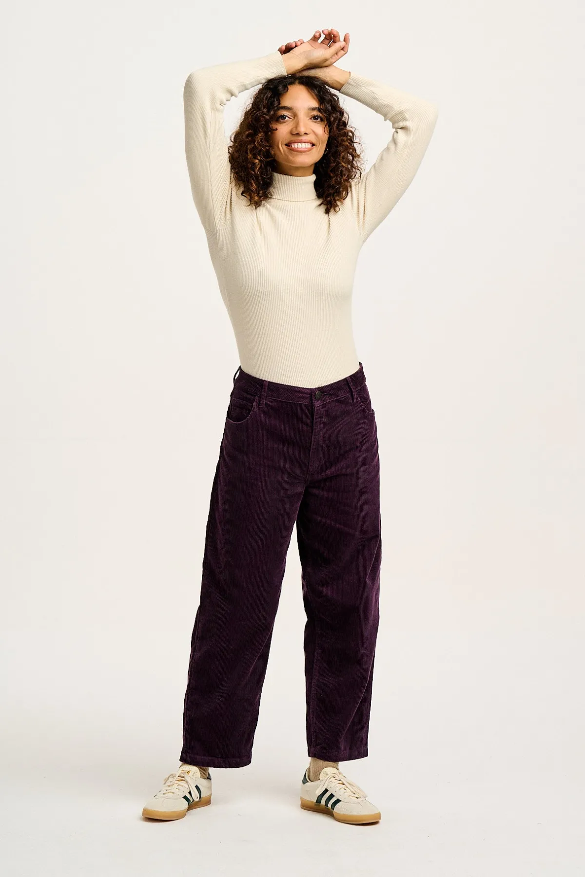 Lucy & Yak Drew - Straight Leg Corduroy Trousers in Plum Perfect