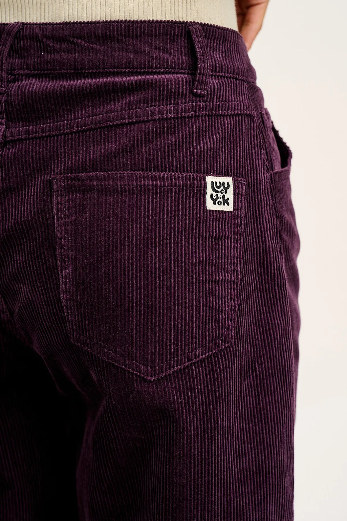 Lucy & Yak Drew - Straight Leg Corduroy Trousers in Plum Perfect
