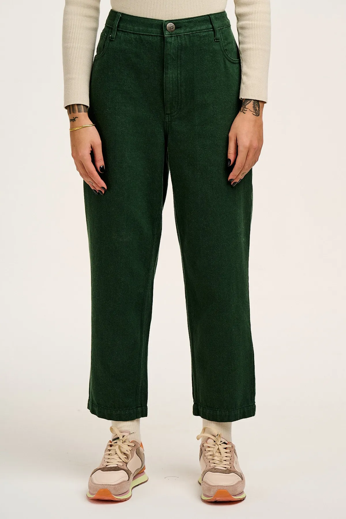 Lucy & Yak Drew - Straight Leg Denim Jeans in Posy Green